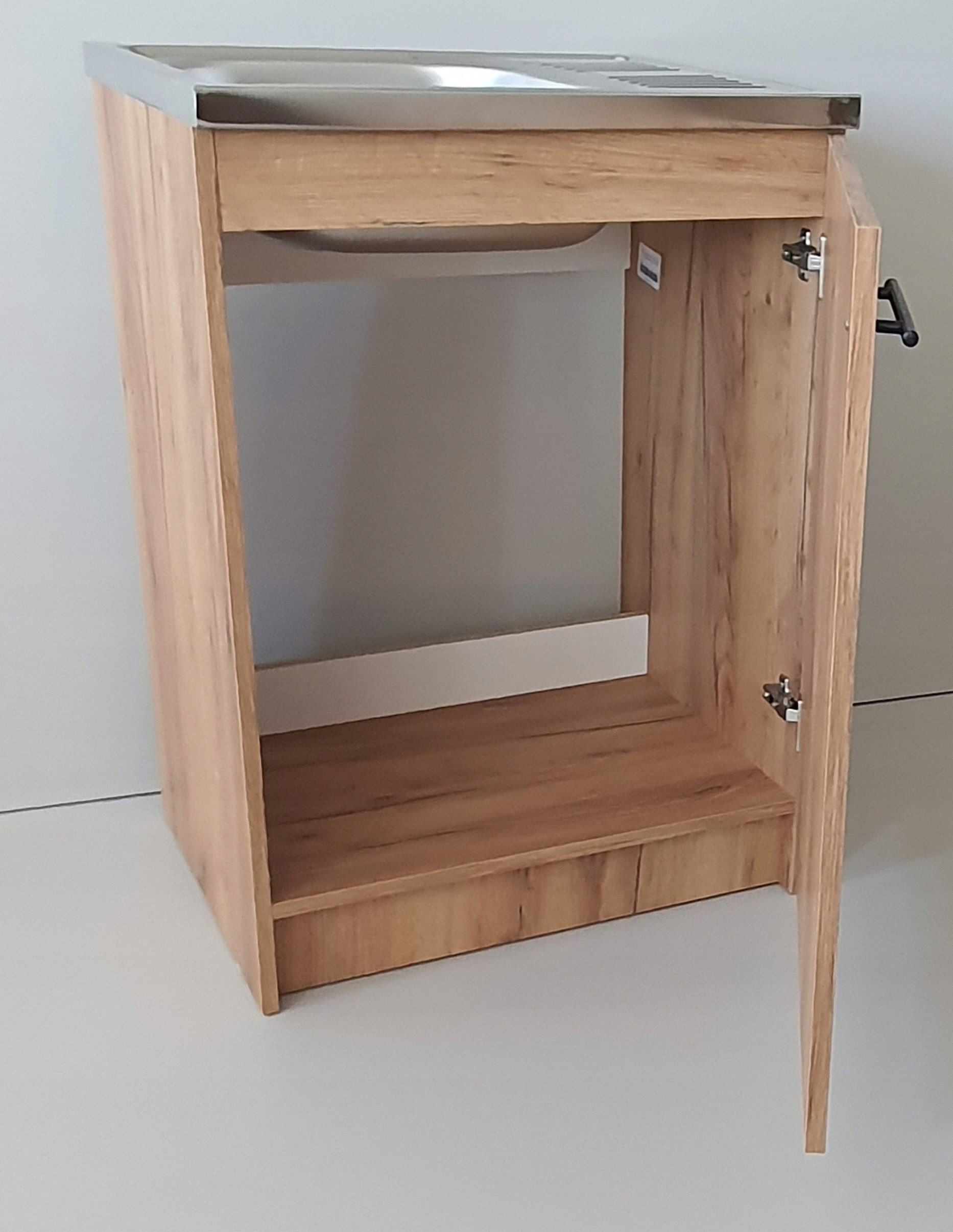 STAMAR Spülenschrank Küchenschrank 60cm Eiche Gold Spüle Abtropf Armatur Chrom Set Kompakt Standschrank 50cm Tiefe Siphon Geschirrspüler Komplett Montagefertig – Bild 3 von 5