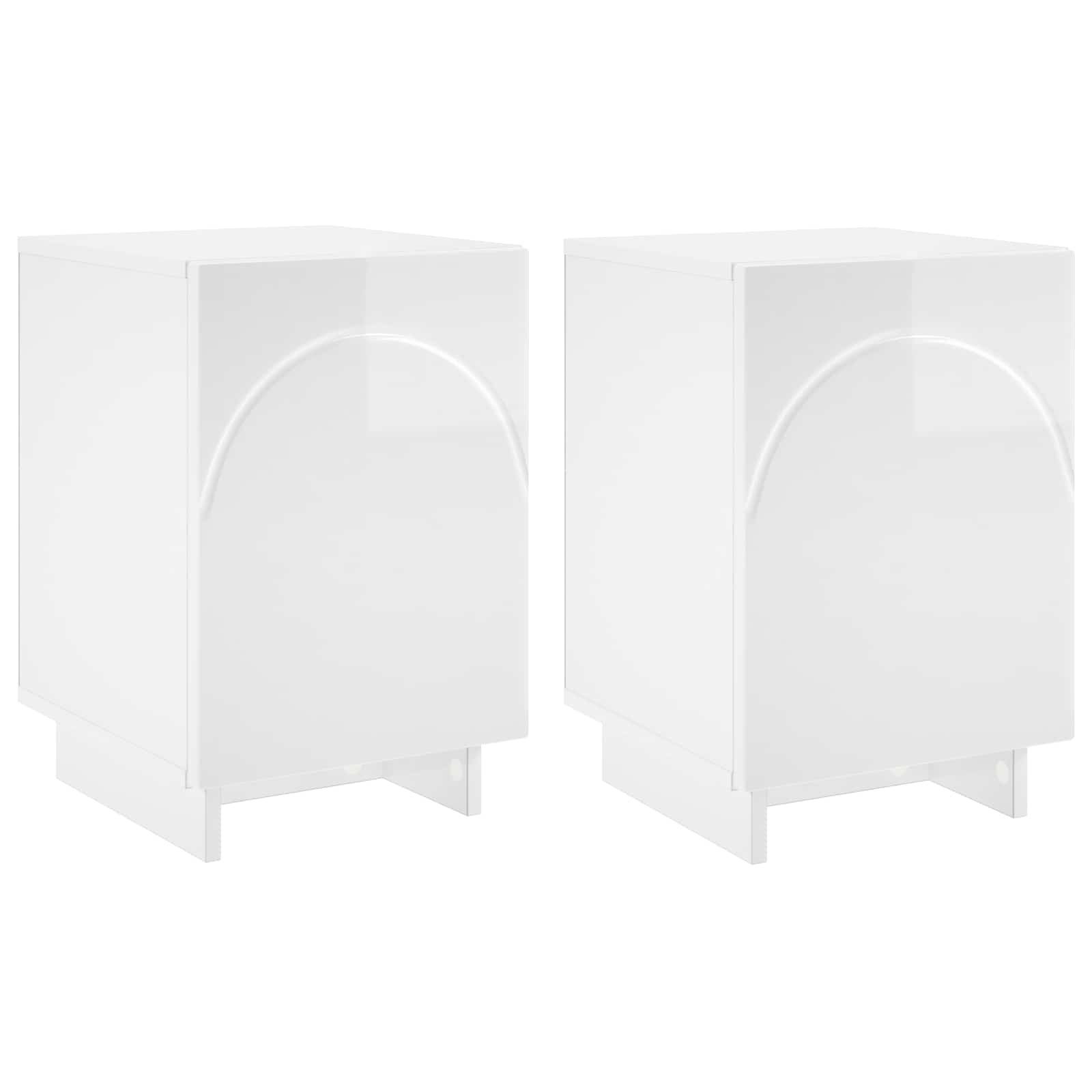 vidaXL Nachttisch Nachttisch 2 stk. Hochglanz Weiß 33,5 x 34,5 x 50 cm (2-St)