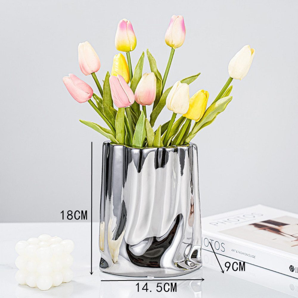 FELIXLEO Dekovase Keramik Vase Moderne Blumenvase Minimalistische Abstrakte Home Decor (1 St) – Bild 2 von 5