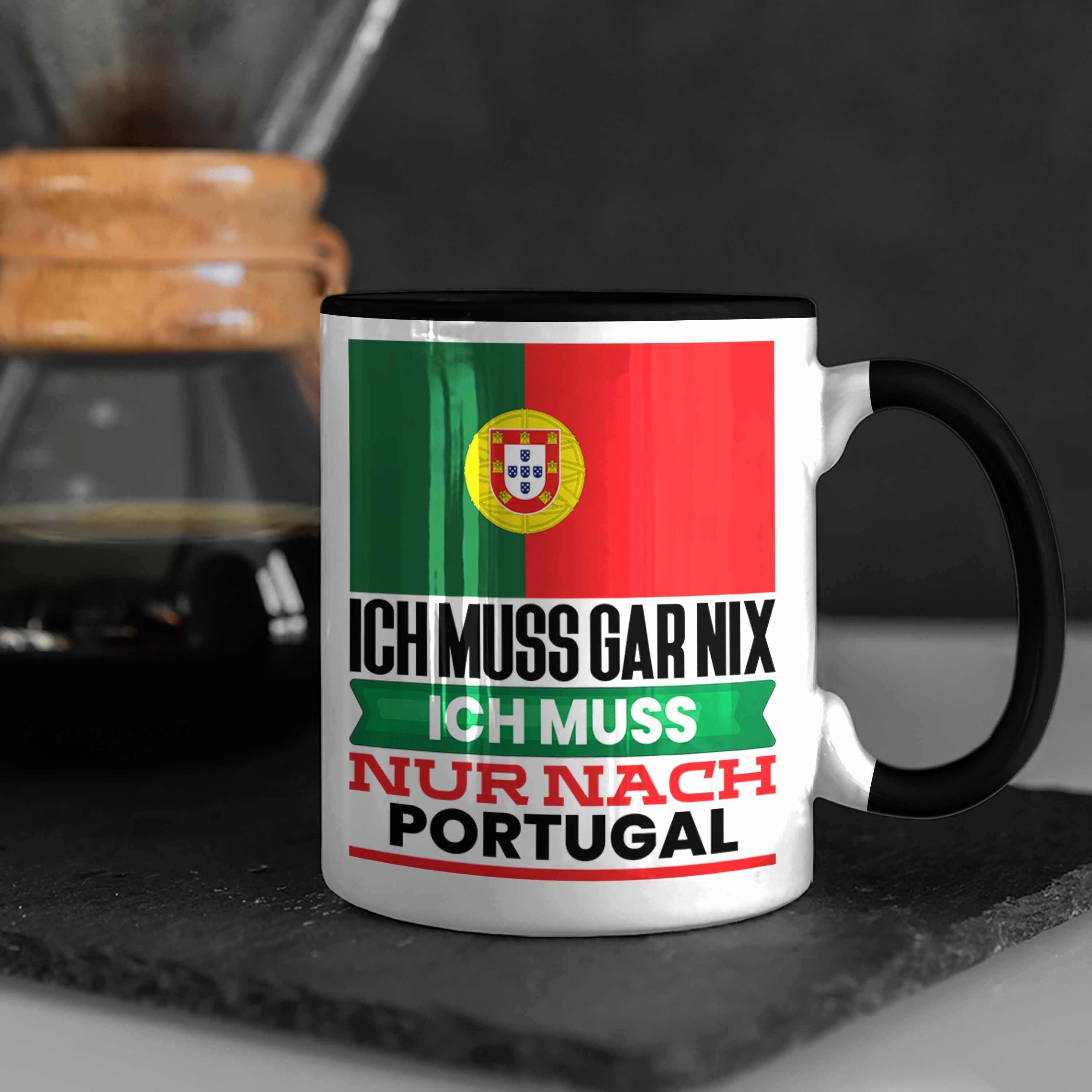 für Tasse Geschenkidee Trendation Schwarz Geschenk Urlaub Portugal Geburtstag Portugiesen Tasse