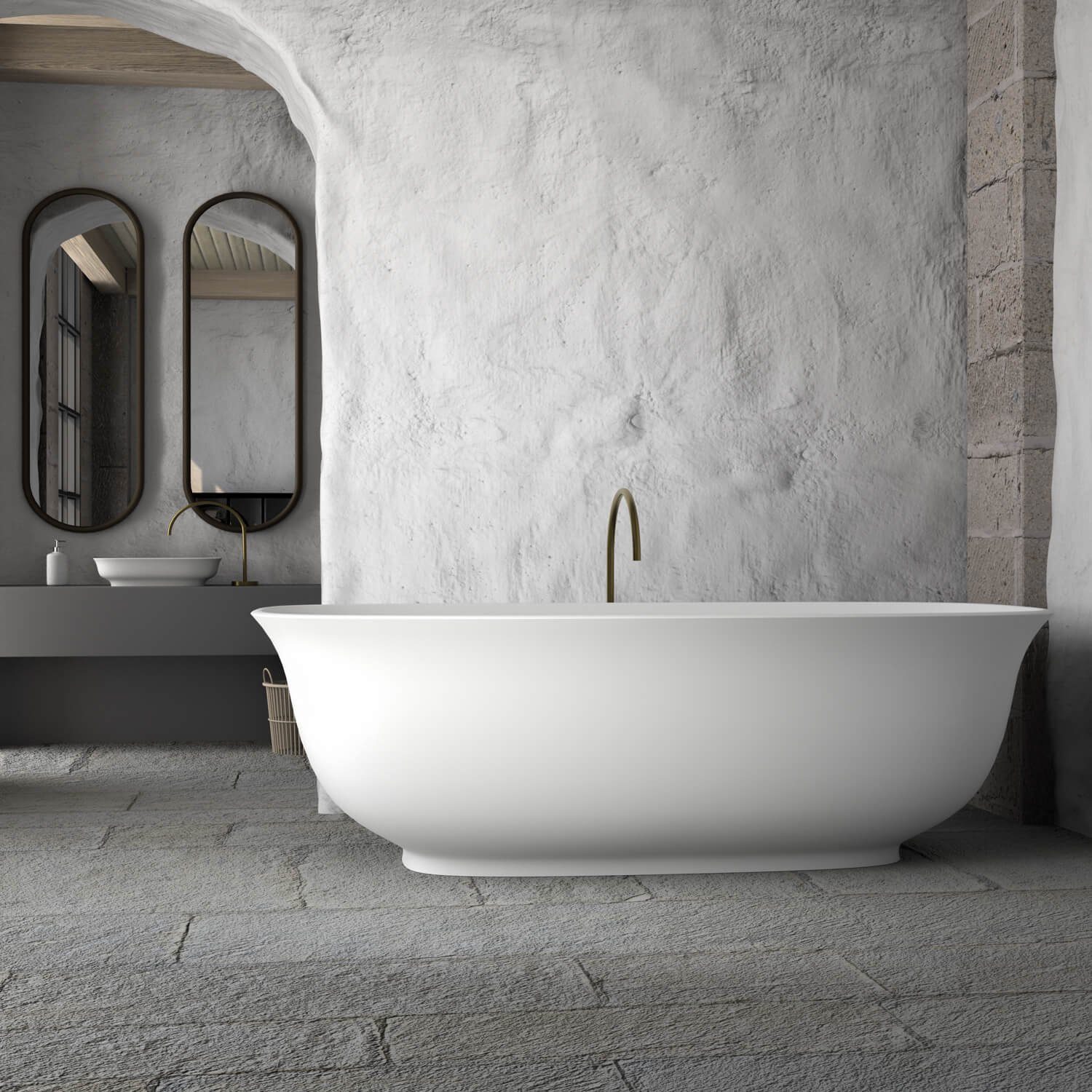 HENRY BAD Badewanne Freistehende Badwanne, Standbadewanne, Mineralguss / Solid Surface / Gussmarmor/NORWAYstone, Vito, Matt Schwarz, 1680 x 860 x 515 mm«