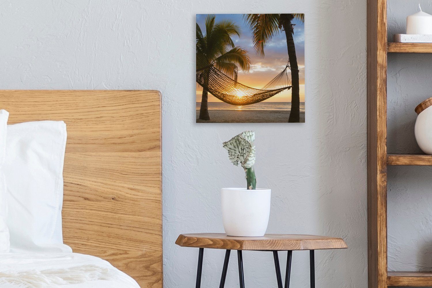 St), (1 OneMillionCanvasses® Bilder Leinwandbild für am Schlafzimmer Karibikstrand, Wohnzimmer Hängematte Leinwand