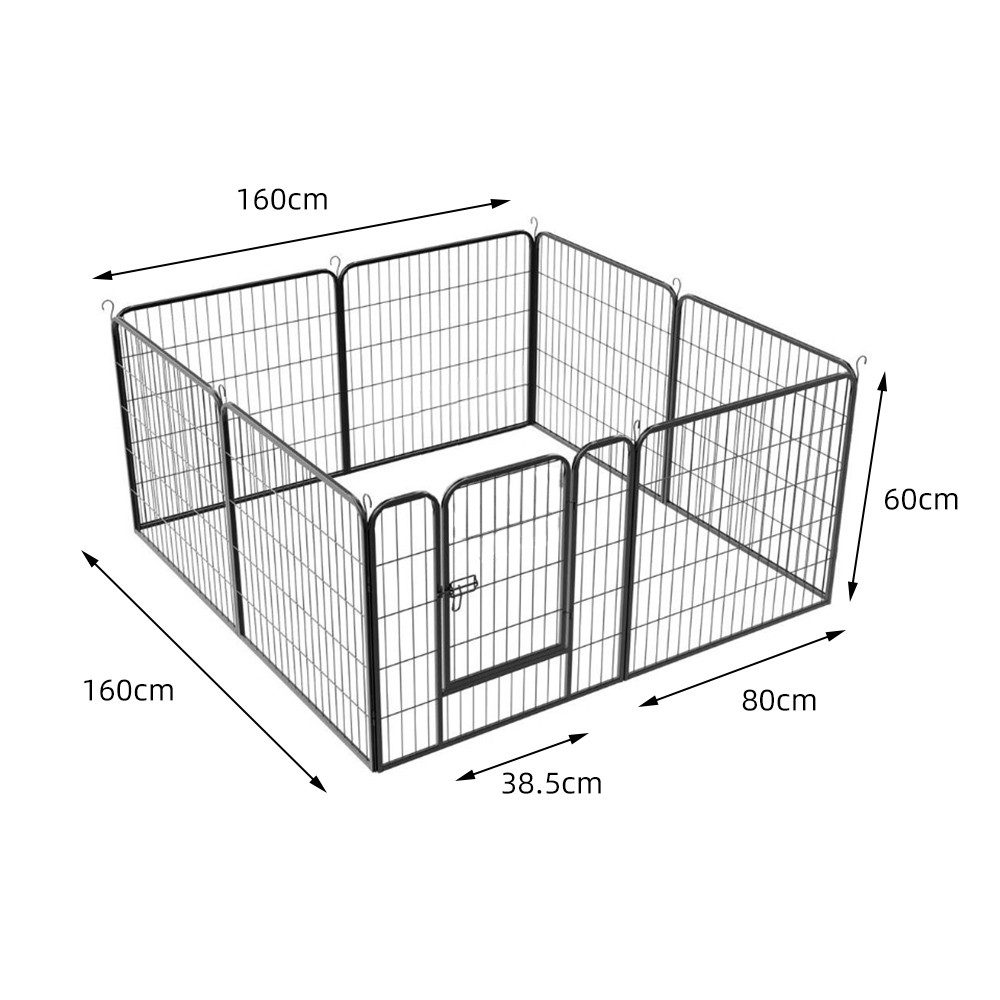JEOBEST Freigehege Welpenauslauf Hundelaufstall Metall Playpen Übung, (8-Stück, 80x60cm) Absperrgitter 60cm hoch