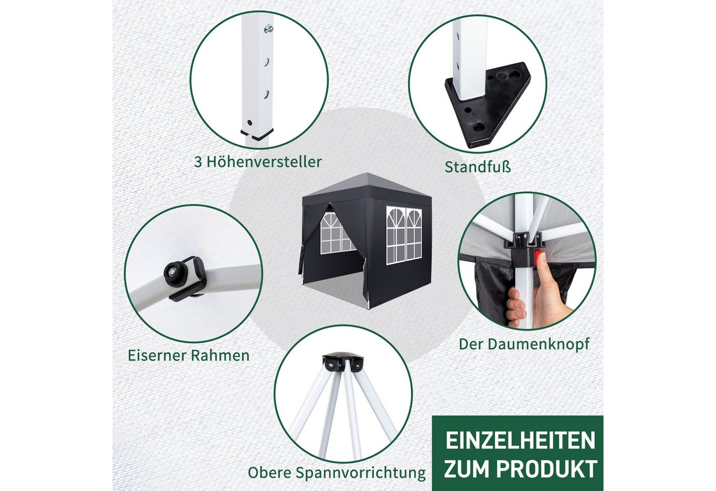 Thumbnail - VINGLI Faltpavillon Pop Out Faltpavillon, BxT: 600x300 / 300x300/ 200x200 cm, mit 4 Seitenteilen, inkl. Tragetasche