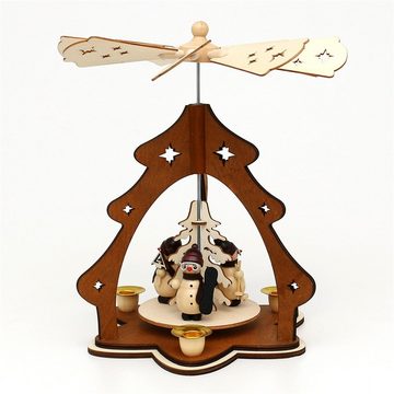 SIGRO Weihnachtspyramide Holz Tischpyramide, für 4 Kerzen Schneemann