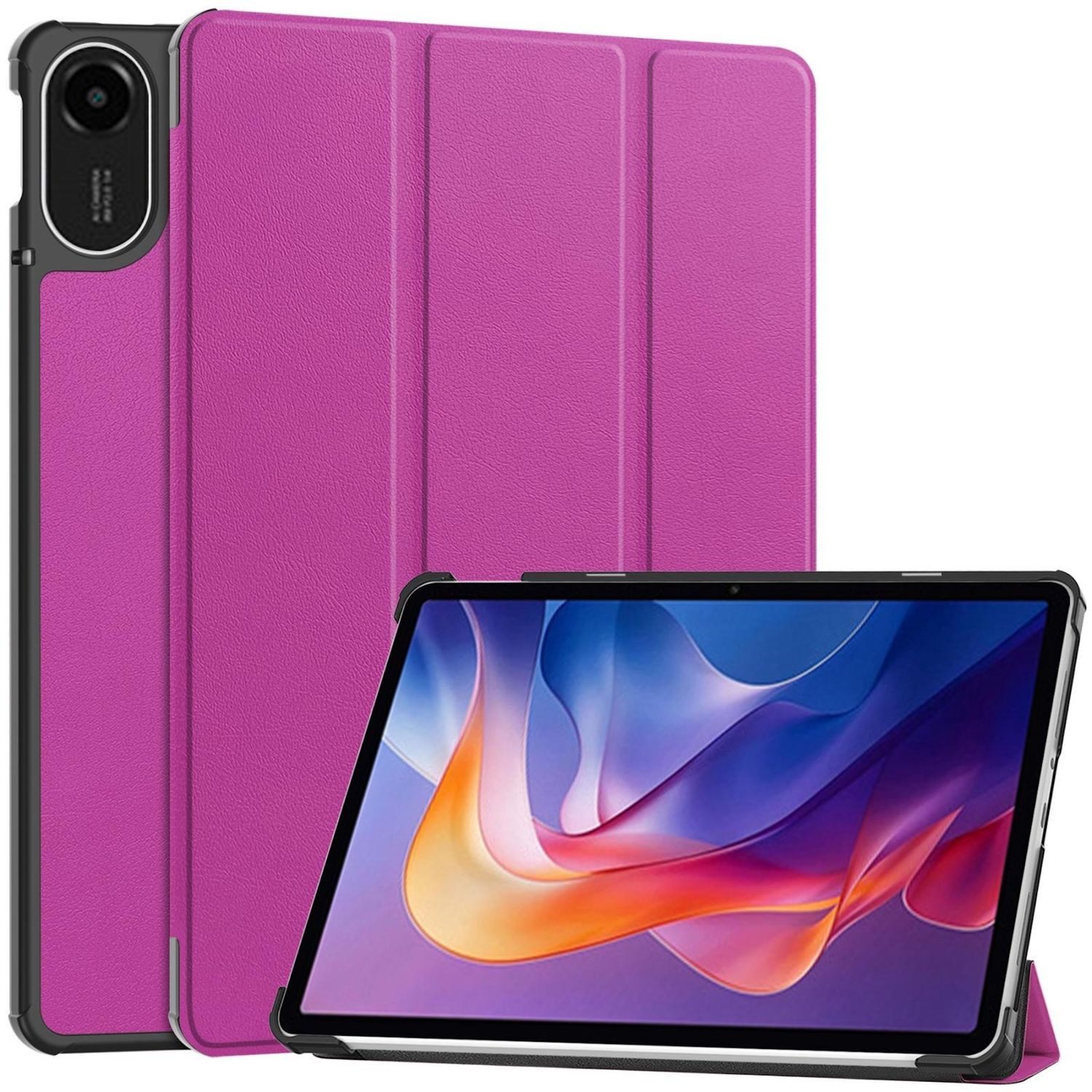 Wigento Tablet-Hülle Für Xiaomi Redmi Pad 2 4G 11 Zoll 2025 3folt Wake UP Smart Tasche Lila, 3-Fach Halterung, Kratzfest, Leicht