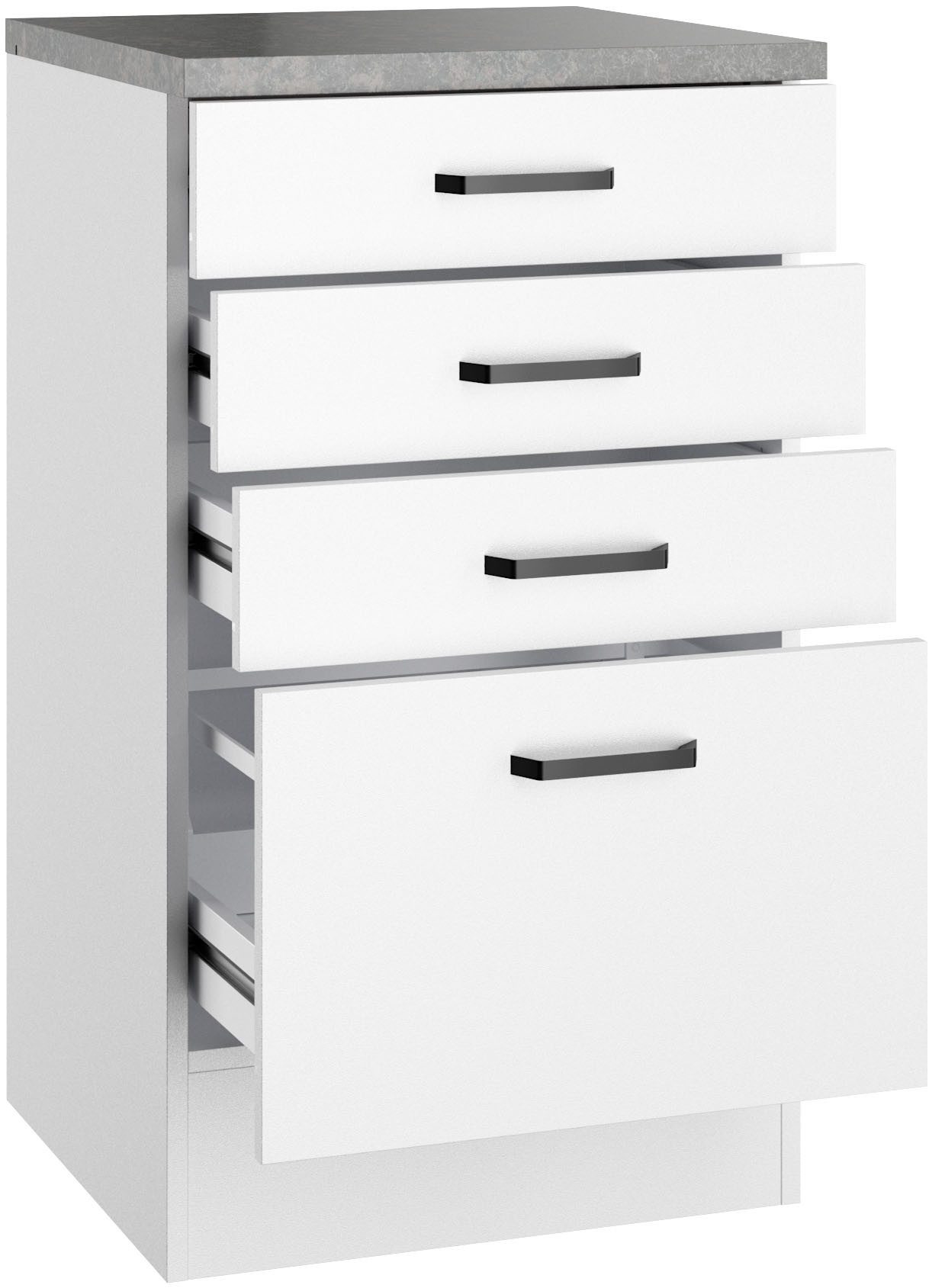OPTIFIT Unterschrank OPTImulti Breite 50 cm, Tiefe 50 cm, mit 3 Schubkästen, 1 Auszug