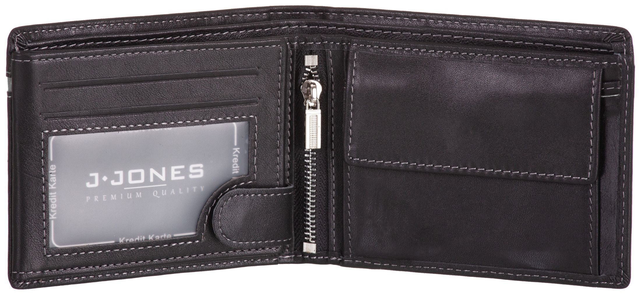 J.Jones Geldbörse, Geldbörse faltbar Echt Leder RFID-Schutz Portemonnaie Geldbeutel