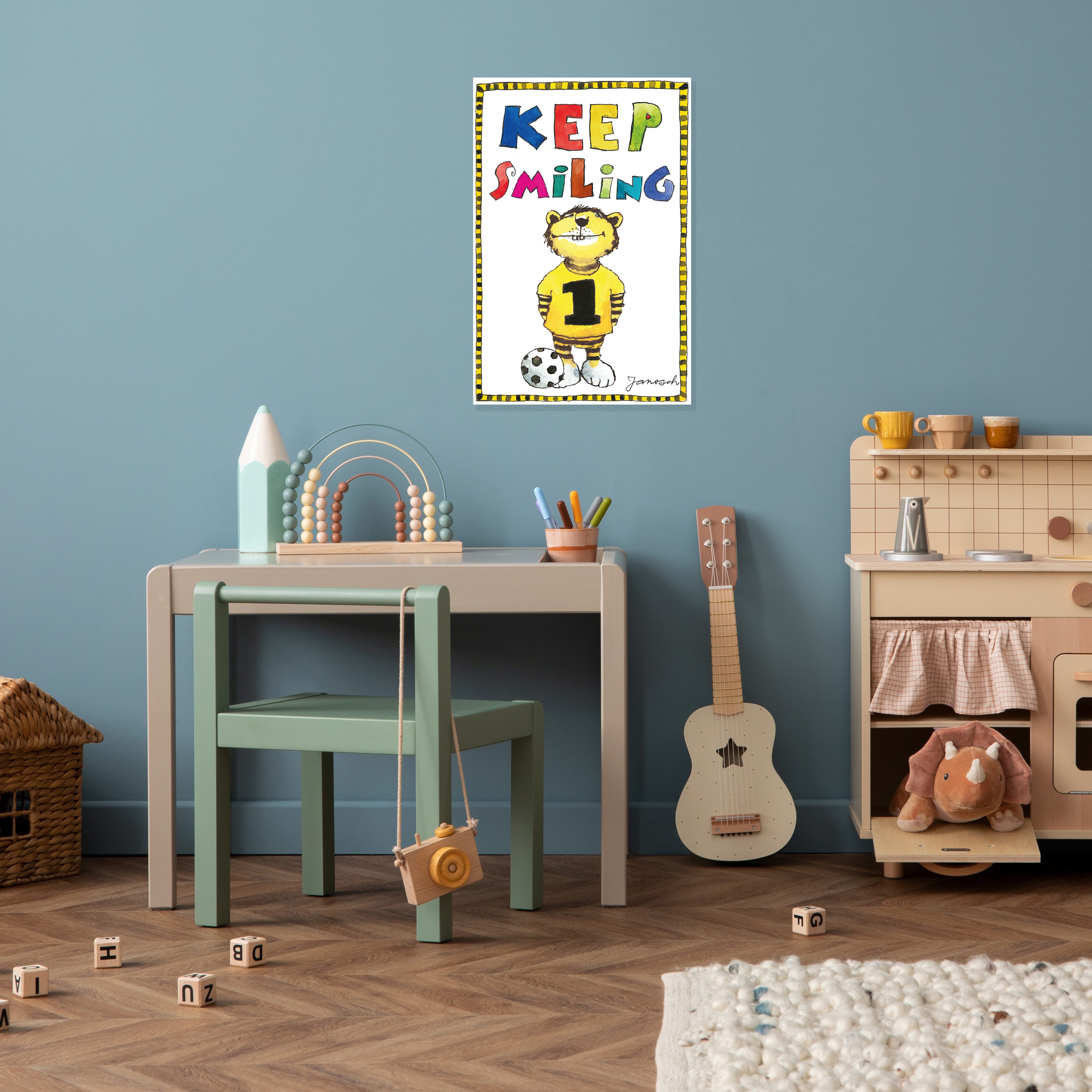 LuckyLinde Wanddekoobjekt Der kleine Tiger mit Fußball (1 St), Exklusive JANOSCH Kindermotive, Stahlschild