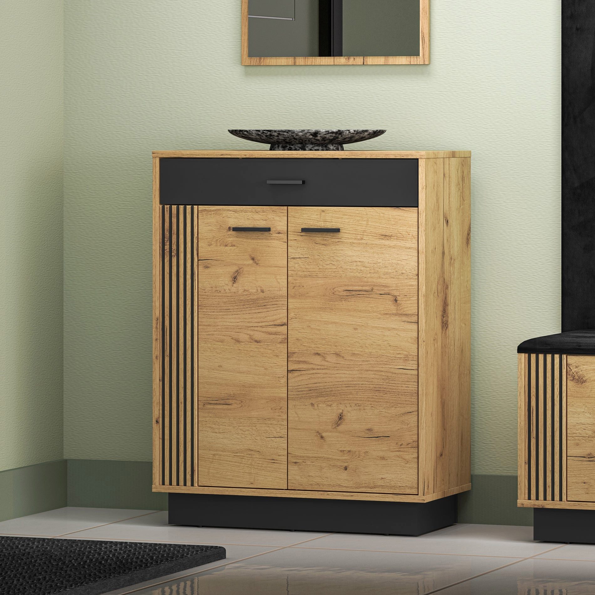 Selsey Sideboard Vasco, Flurkommode mit 2 Ttüren und Schublade, 70 cm