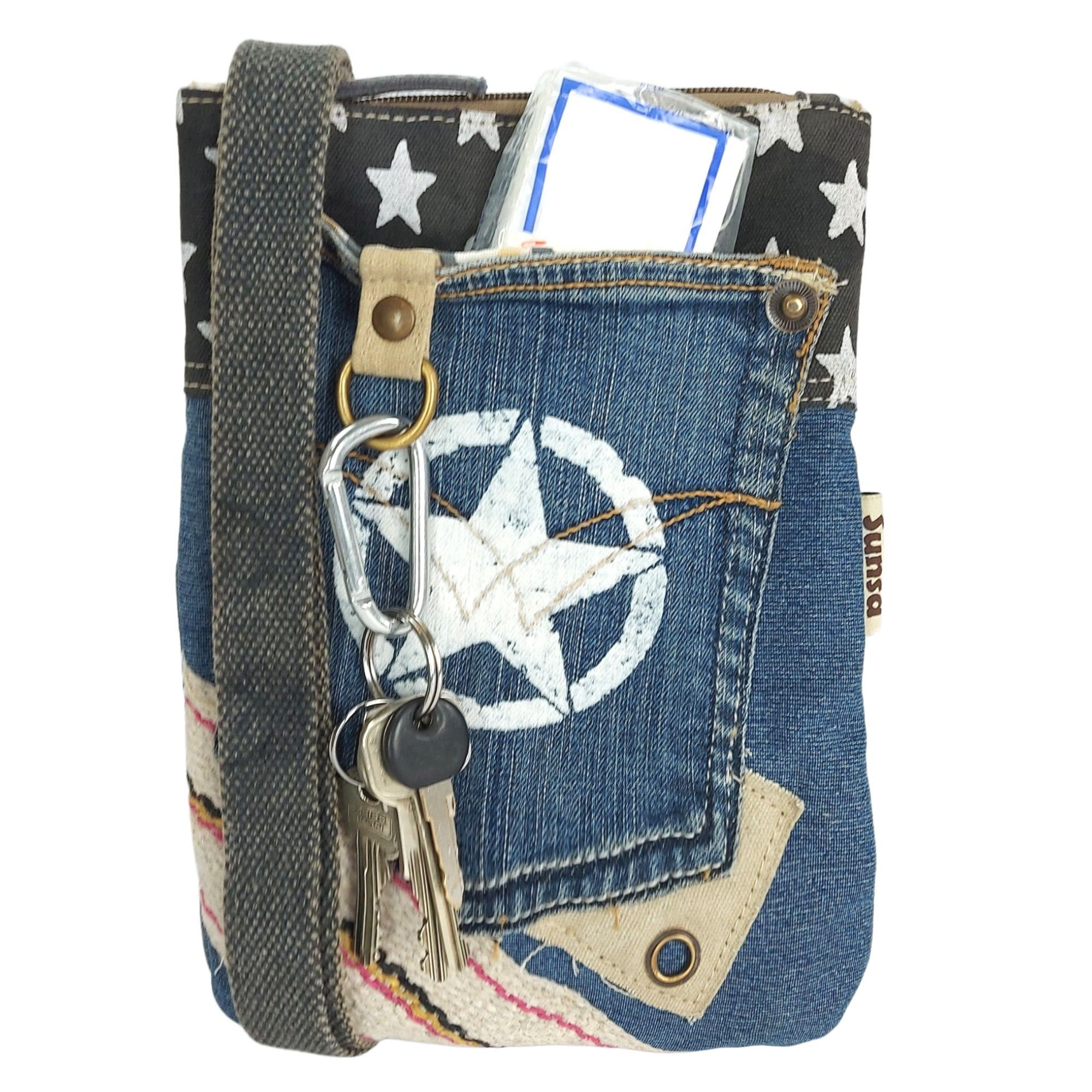 Sunsa Umhängetasche Nachhaltige Canvas Umhängetasche. Recycelte Jeans Crossbody Bag, Vegan