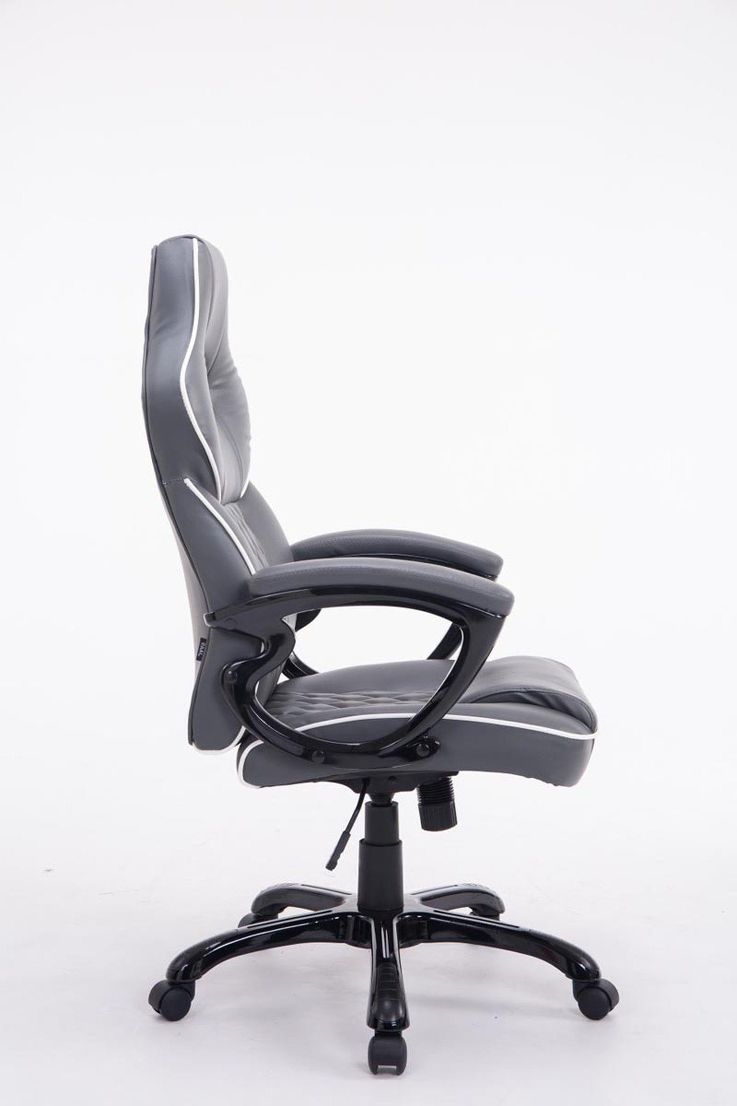 TPFLiving Bürostuhl Bigo Sitzfläche: bequemer grau Kunstleder Gestell: (Schreibtischstuhl, mit Kunststoff schwarz Chefsessel, Bürostuhl Drehstuhl, ergonomisch - Rückenlehne geformter XXL)