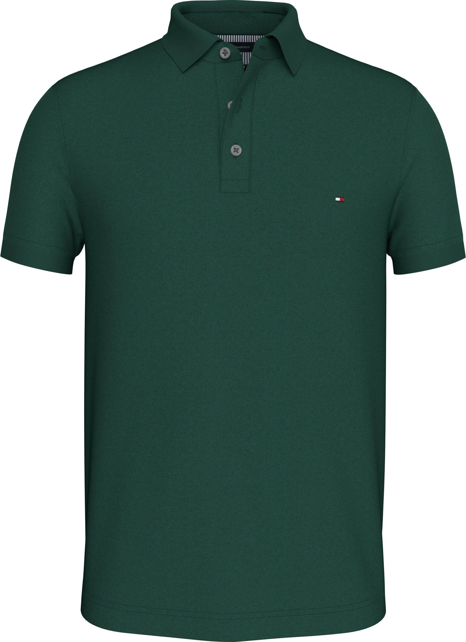 Tommy Hilfiger Poloshirt 1985 SLIM POLO mit Piqué-Struktur und Stickerei meliert, casual, slim fit, Baumwollmix, Polokragen – Bild 4 von 5