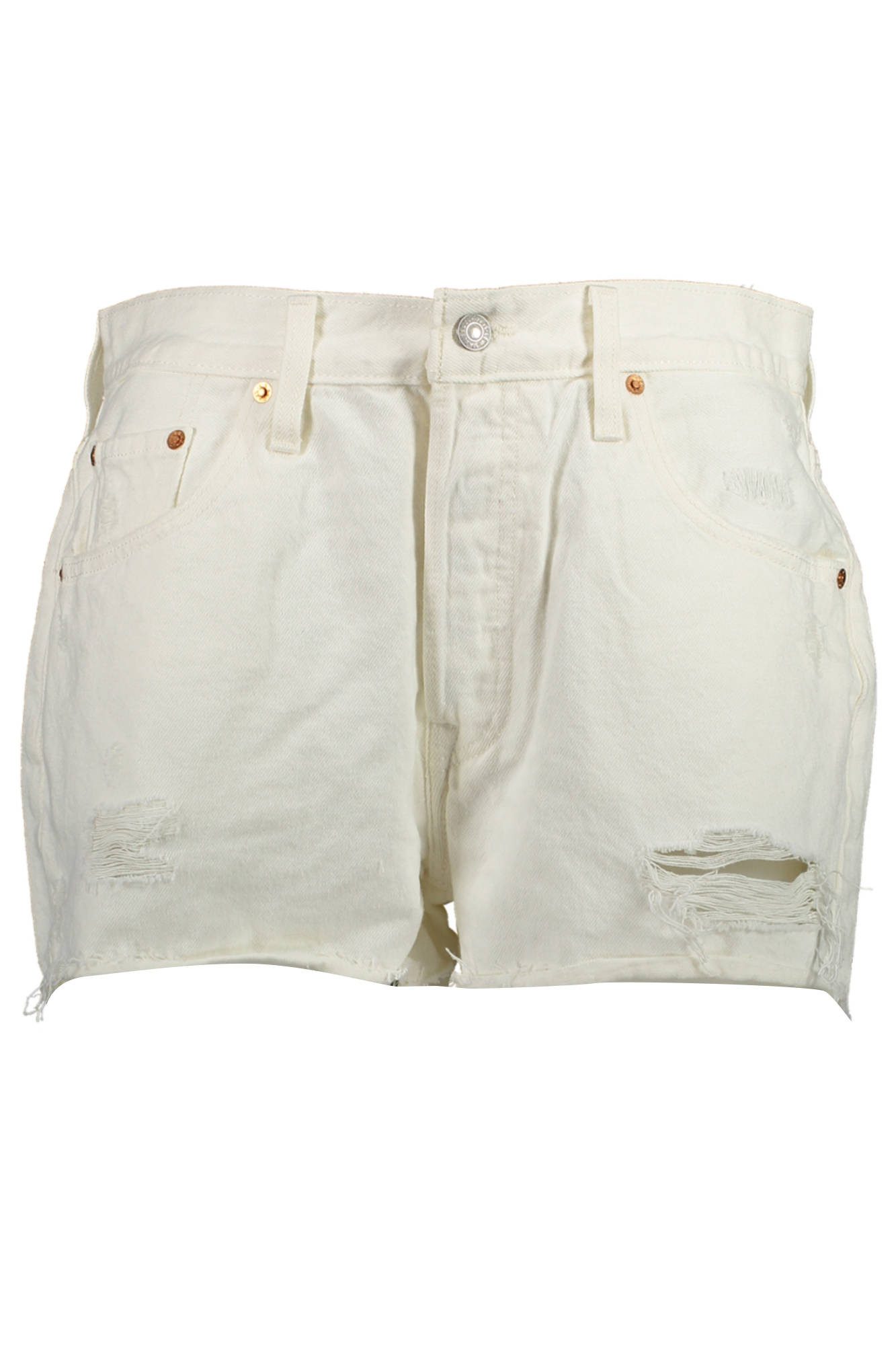 Levi's® 5-Pocket-Jeans Weiße Damen-Jeansshorts im Used-Look mit Knöpfen und 5 Taschen