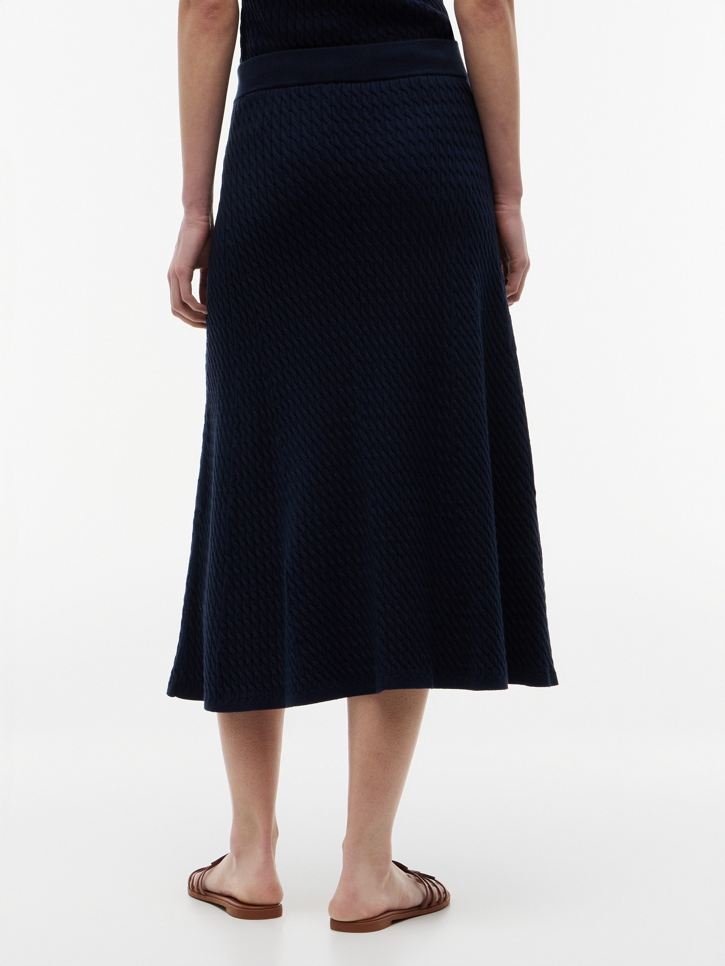 Tommy Hilfiger Strickrock CO CABLE FINE GG F&F SKIRT Baumwollmischung, Zopfstrick