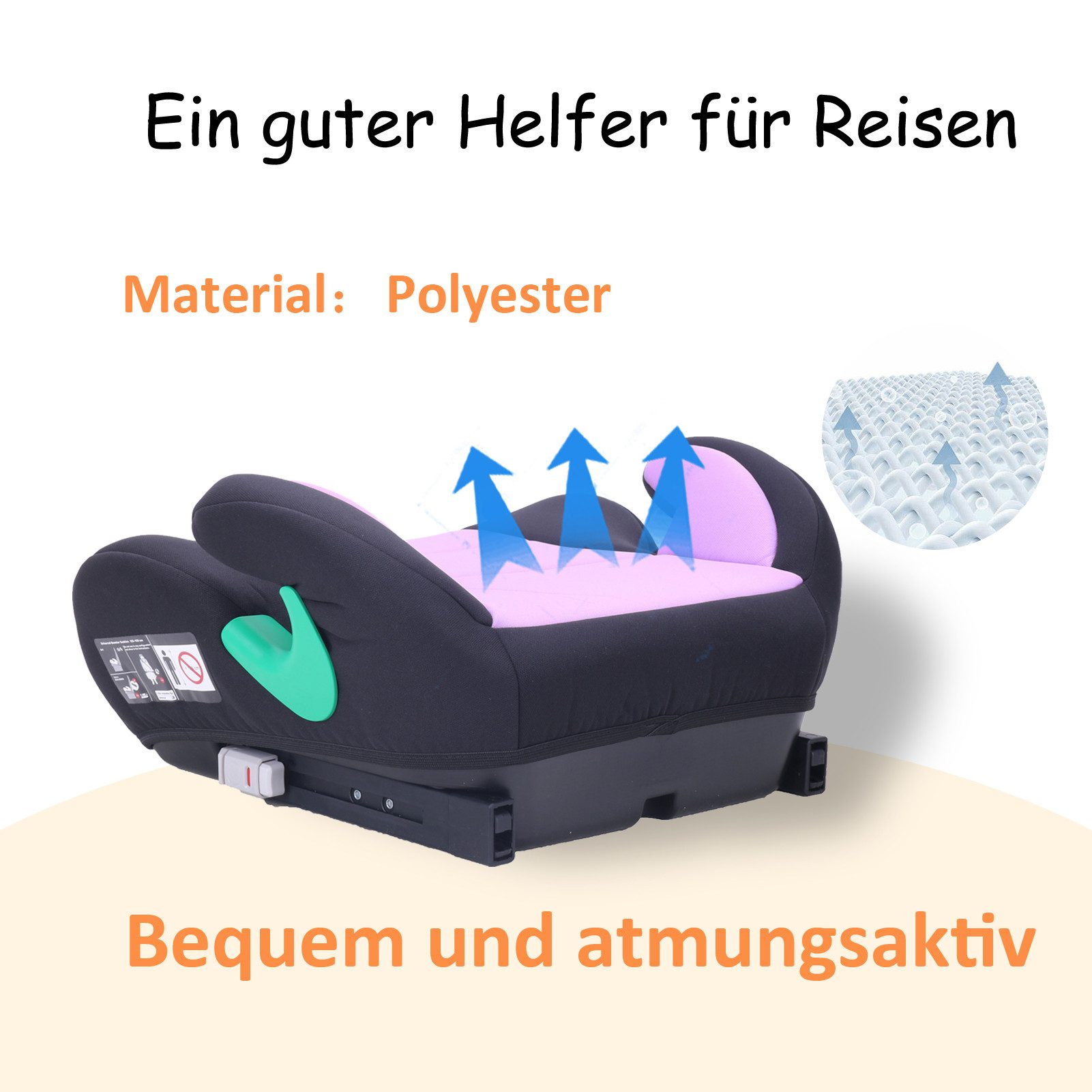 Yalion Kindersitzerhöhung YALION Kindersitzerhöhung mit ISOFIX ECE R129 (i-Size) für Kinder, ab: ca.6Jahren, bis: 10Jahren, (3-Punkt-Gurt), i-Size Sitzerhöhungen Auto Kinder, Lila