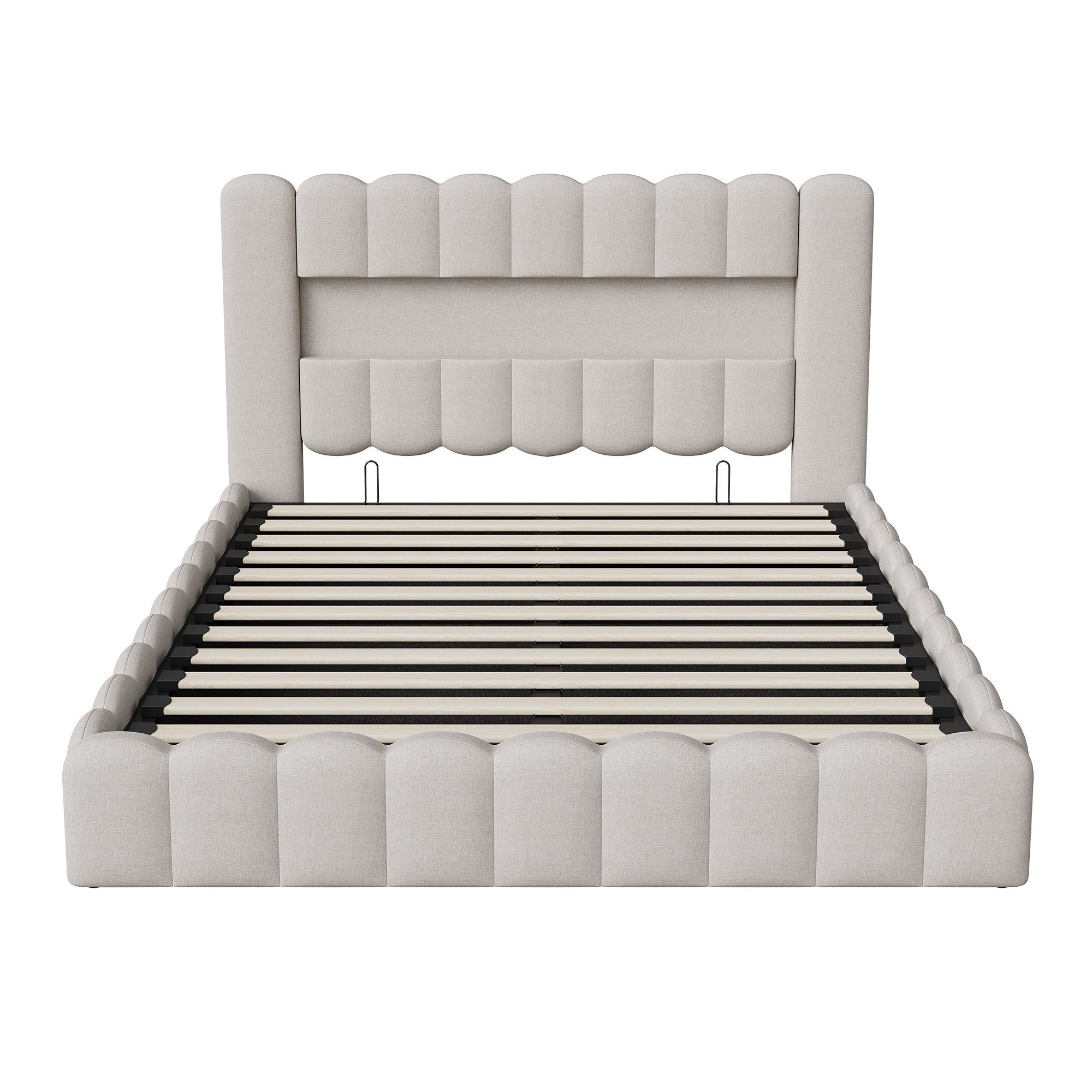 PXloue Polsterbett Doppelbett Jugendbett (ohne Matratze), Stauraumbett, Bettkasten, LED-Beleuchtung, USB-Anschluss, 180x200 cm