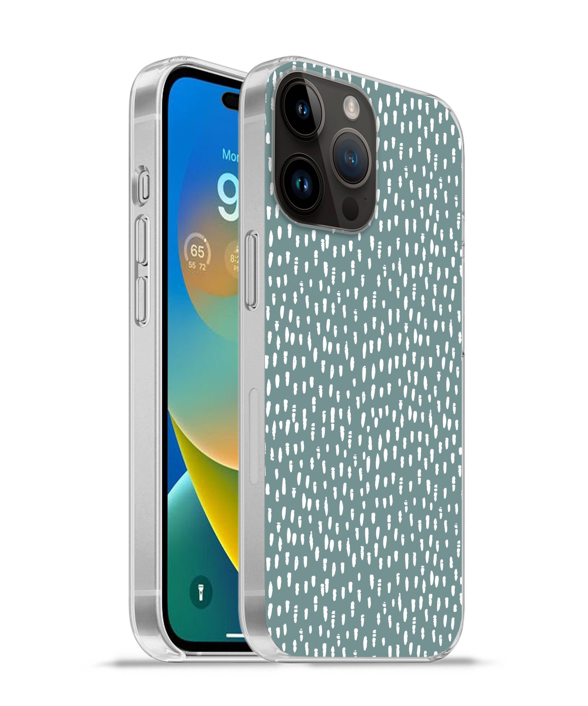 Handyhülle für Apple iPhone 14 Pro Polka dots - Weiß - Grün