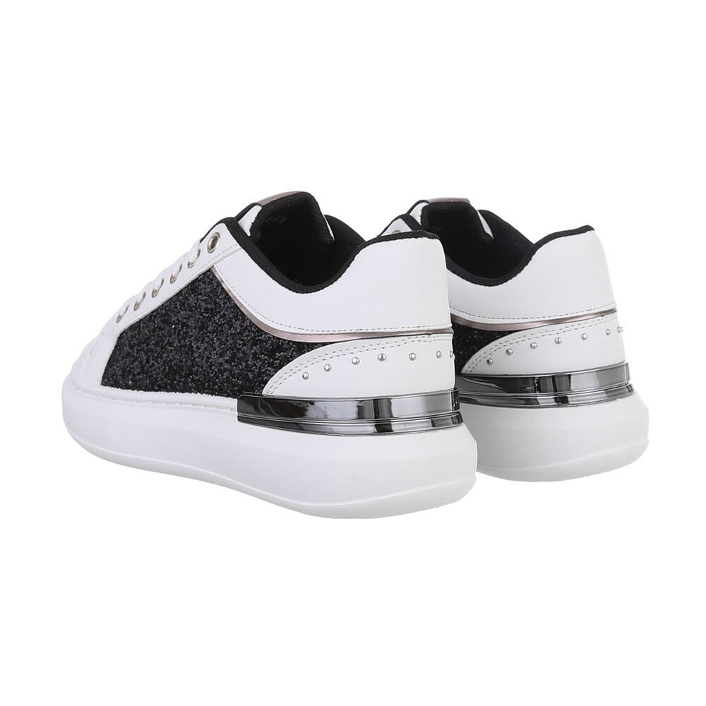 Ital-Design Damen Low-Top Freizeit Sneaker (86188087) Keilabsatz/Wedge Sneakers Low in Schwarz
