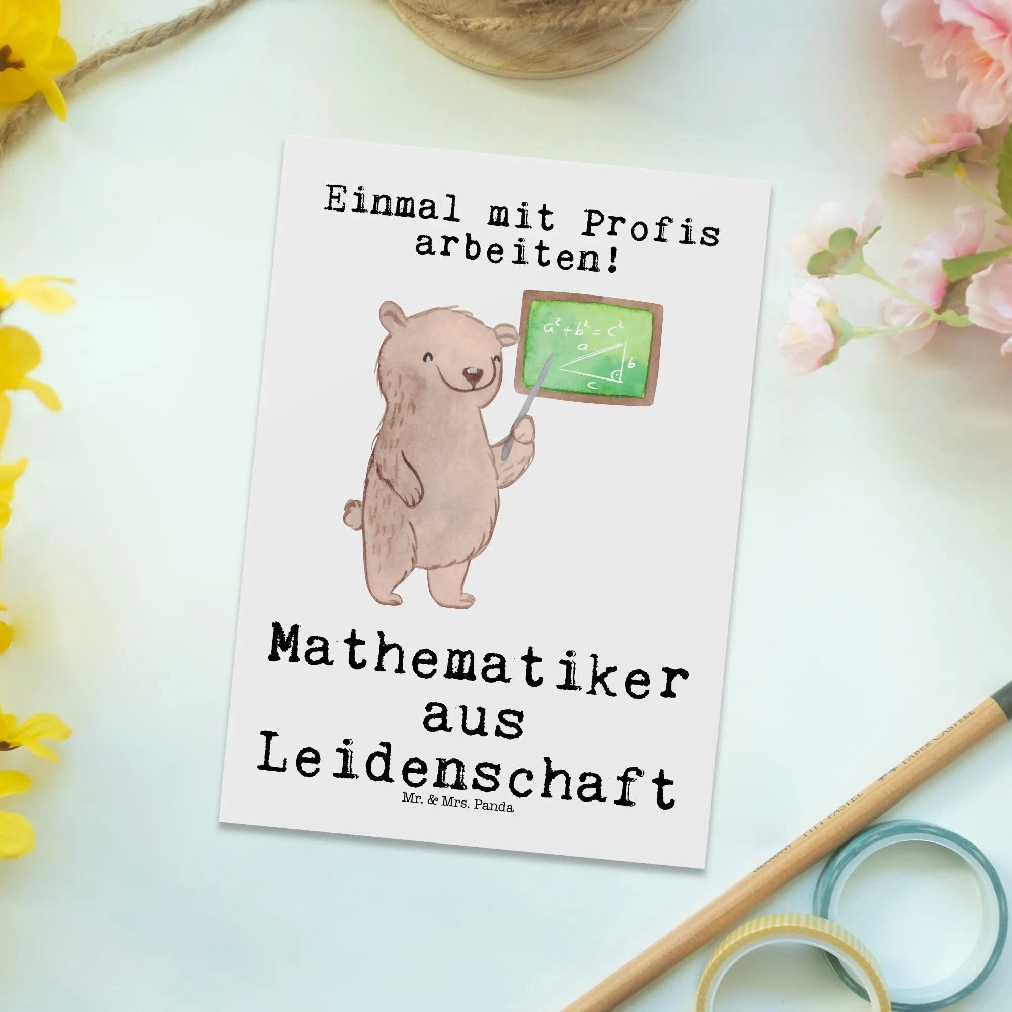 Thumbnail - Mr. & Mrs. Panda Postkarte Mathematiker Leidenschaft - Weiß - Geschenk, Einladung, lernen, Kolle, Liebevolles Design