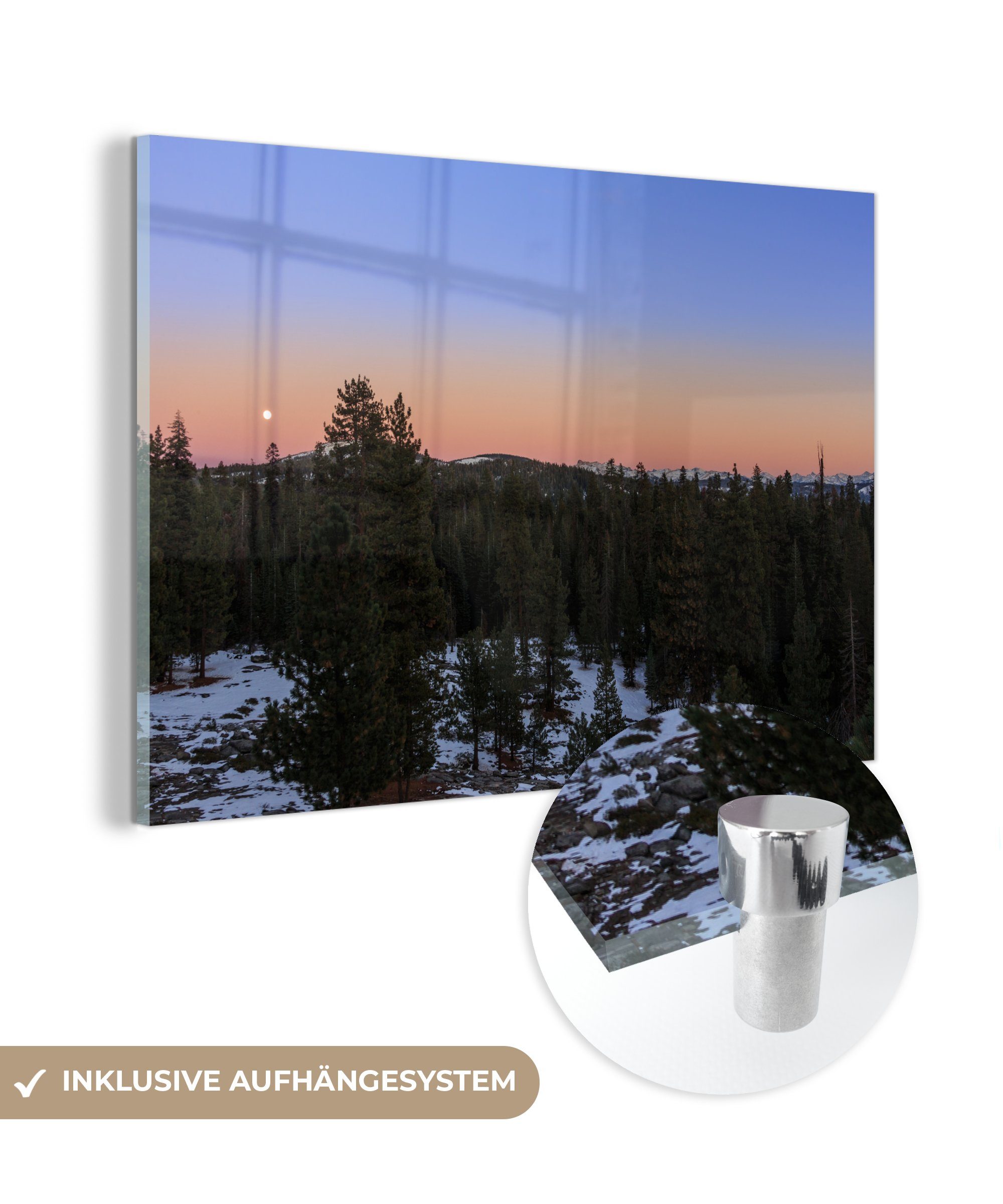 MuchoWow Acrylglasbild Schöner klarer Himmel über dem Sequoia National Park, (1 St), Acrylglasbilder Wohnzimmer & Schlafzimmer