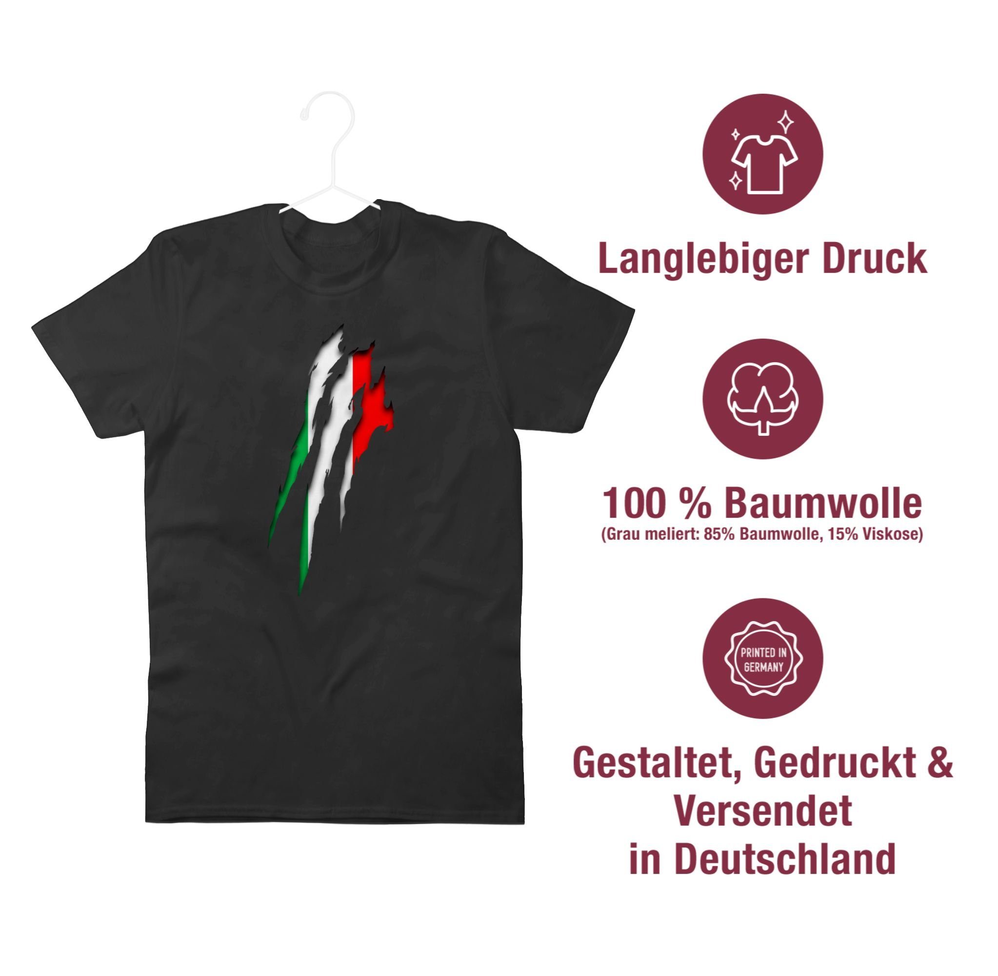 2 Länder Schwarz Shirtracer T-Shirt Wappen Krallenspuren Italien