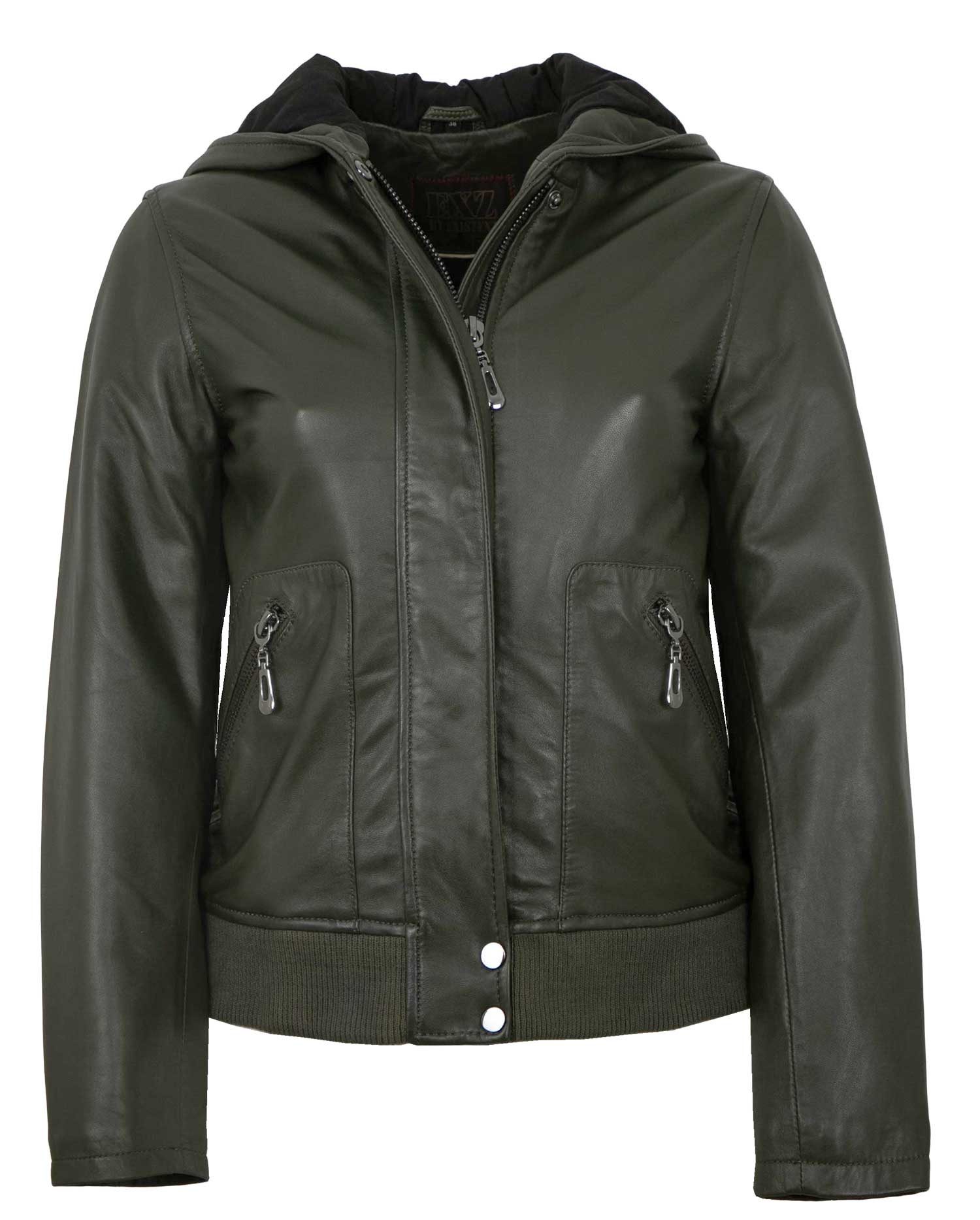 EXZ by Existenz Lederjacke Rebecca Existenz - Damen Lederjacke Blouson Kapu günstig online kaufen