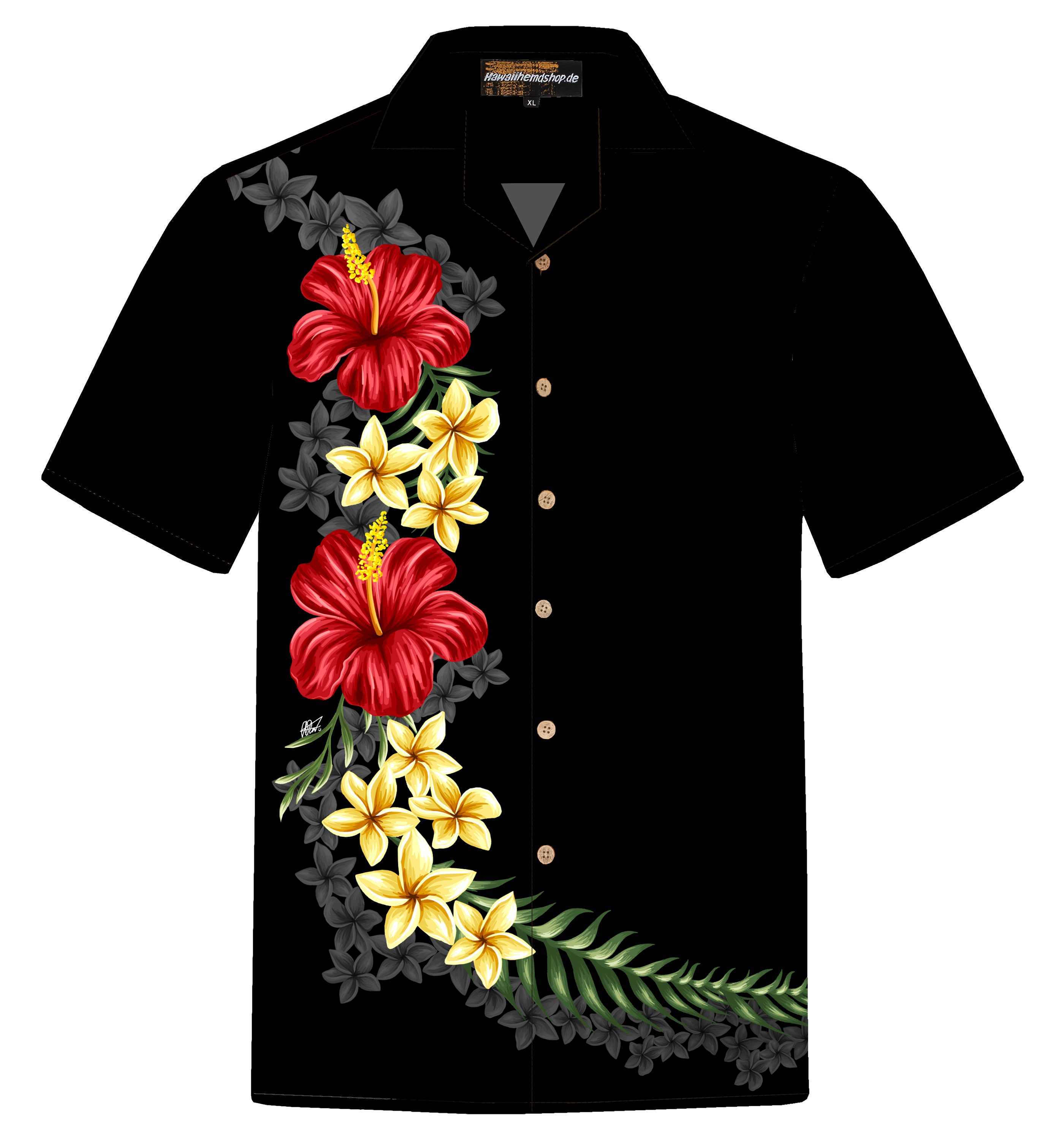 Hawaiihemdshop.de Hawaiihemd Hawaiihemdshop Hawaii Hemd Herren Baumwolle Kurzarm Blüten Shirt