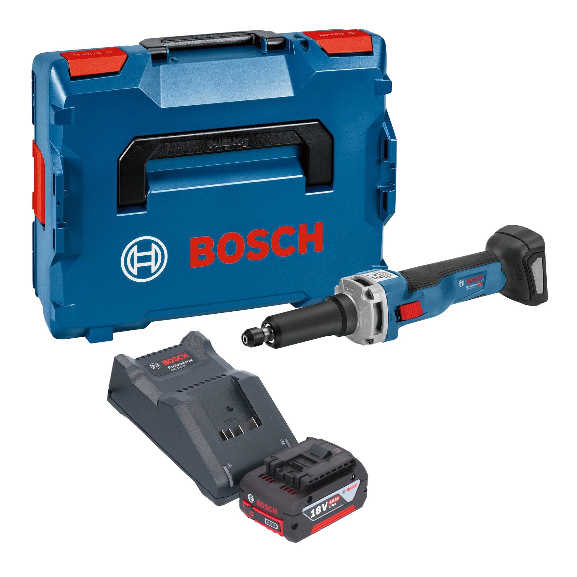 Bosch Professional Akku-Geradschleifer GGS 18V-23 LC Professional 18 V + 1x Akku 4,0 Ah + Ladegerät + L-Boxx