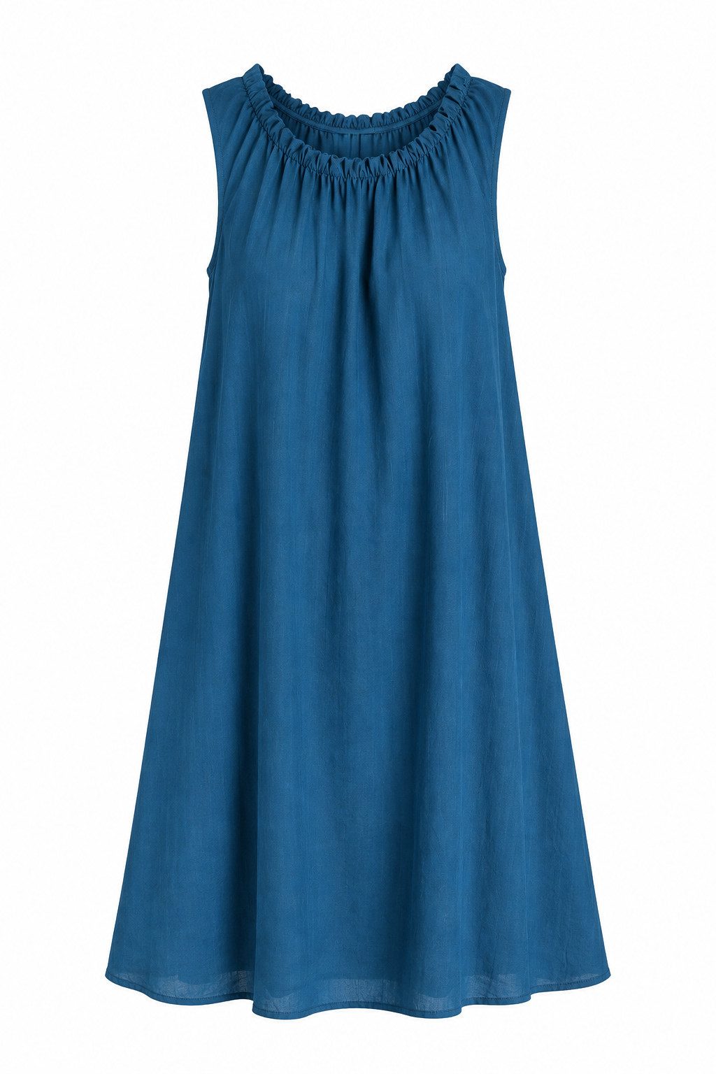 ITALY VIBES Sommerkleid - leichtes Viskosekleid mit gerafftem Kragen - Damen Kleid ONE SIZE - passend für Größen M bis XL