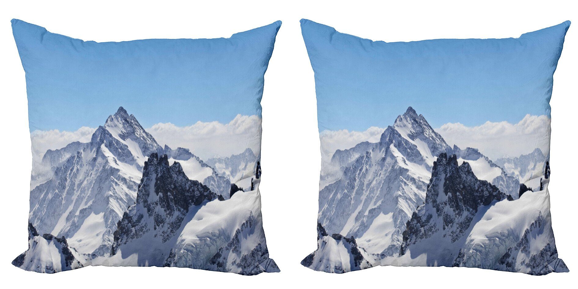 Kissenbezüge Modern Accent Doppelseitiger Digitaldruck, Abakuhaus (2 Stück), Winter Snowy Berggipfel