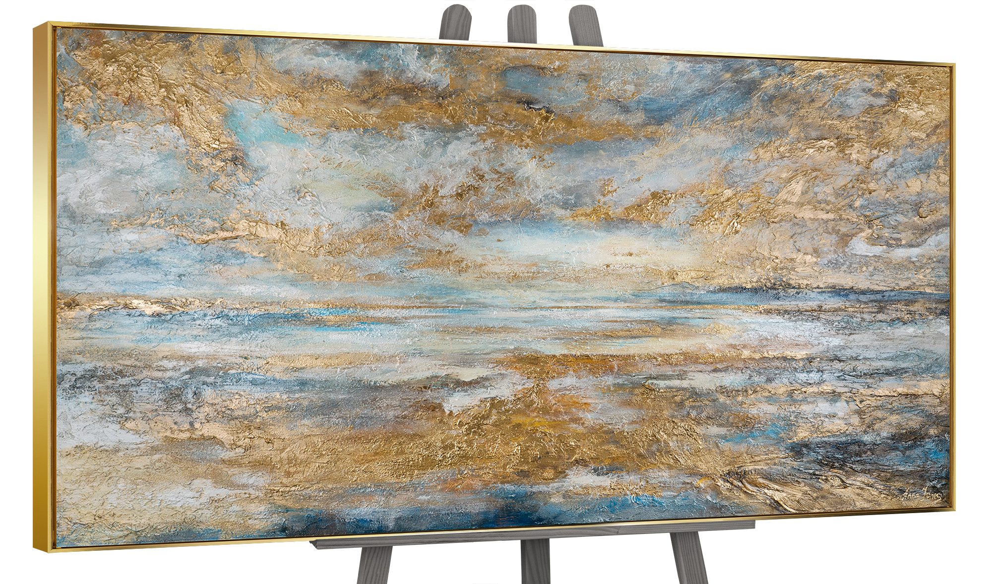 YS-Art Gemälde Goldene Bucht, Abstraktion, Leinwandbild günstig online kaufen