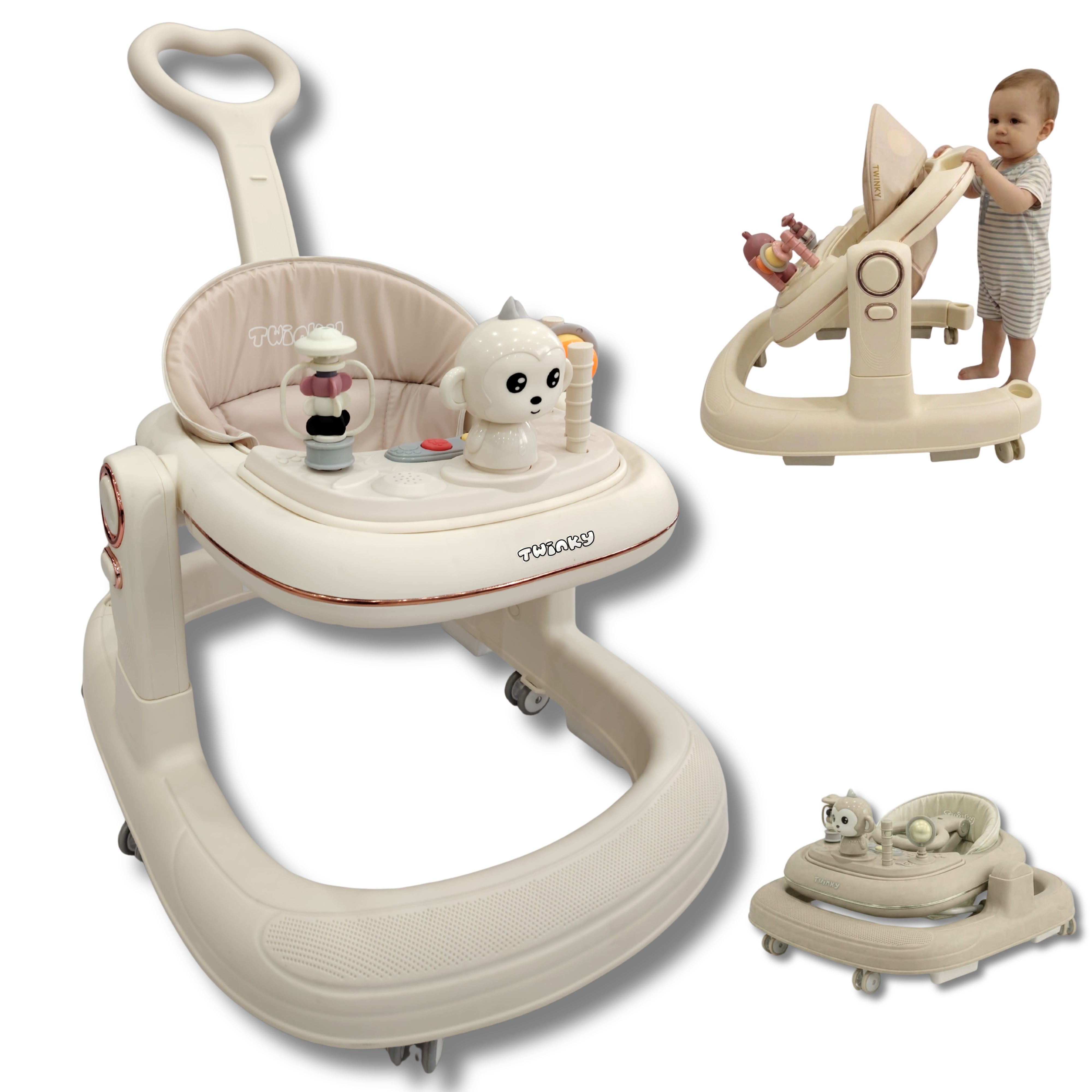 TWINKY Babywalker Lauflernhilfe 4in1 Gehfrei Baby, faltbarer Babywalker