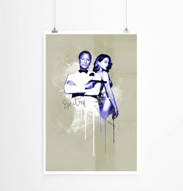 Sinus Art Leinwandbild James Bond Spectre 90x60cm Paul Sinus Art Splash Art Wandbild als Poster ohne Rahmen gerollt