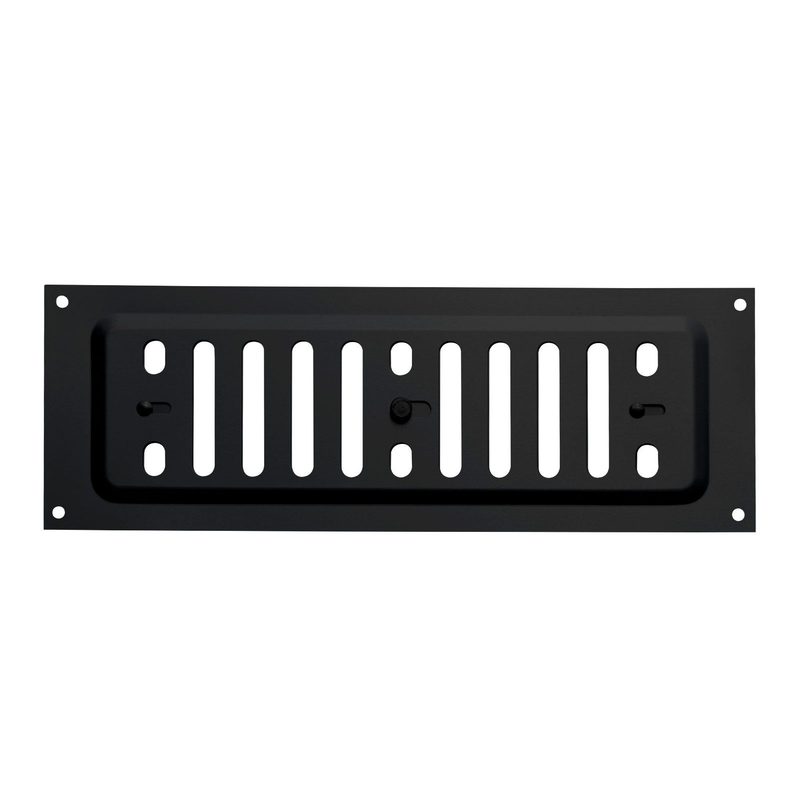 SO-TECH® Lüftungsgitter Belüftungsgitter mit Schiebeverschluss verschließbar (1 St), Edelstahl SS304 schwarz, 260 x 90 mm, Schlitzlochung oval