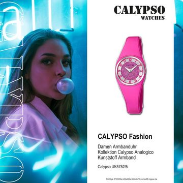 CALYPSO WATCHES Quarzuhr Calypso Damen Uhr K5752/5 Kunststoff PU, Damen Armbanduhr rund, Kunststoff, PUarmband pink, Fashion