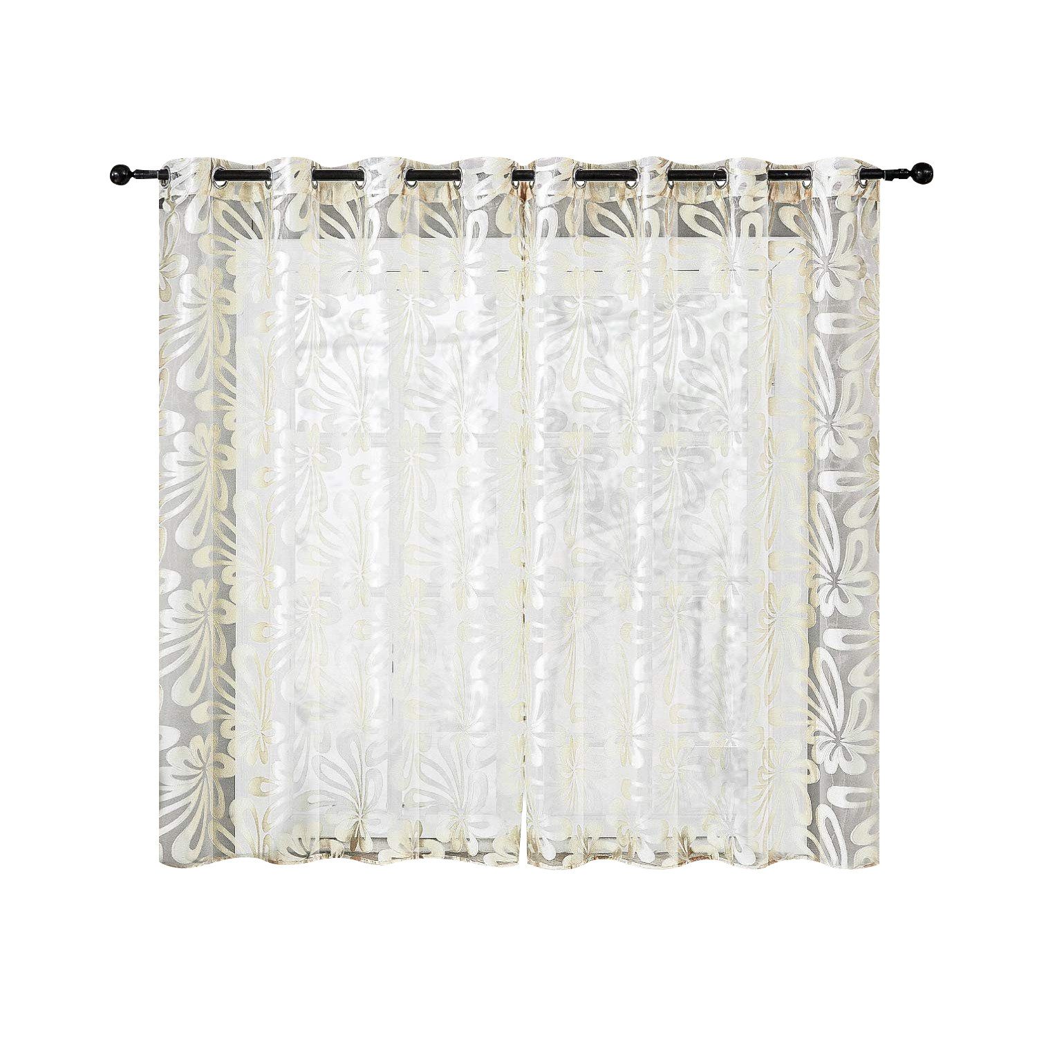 BYSURE Gardine (2 St), Ösen, halbtransparent, Vorhang Blumenmuster günstig online kaufen