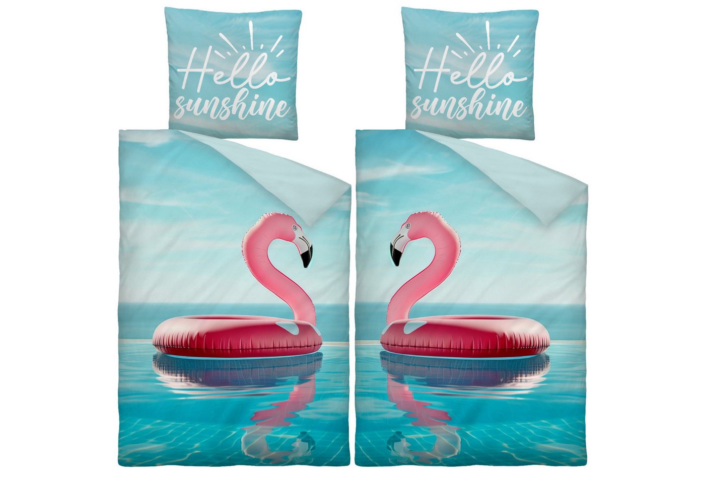 Biberna Bettwäsche Castell Partnerbettwäsche 135x200 cm Flamingo, Mikrofaser, Mikrofaser