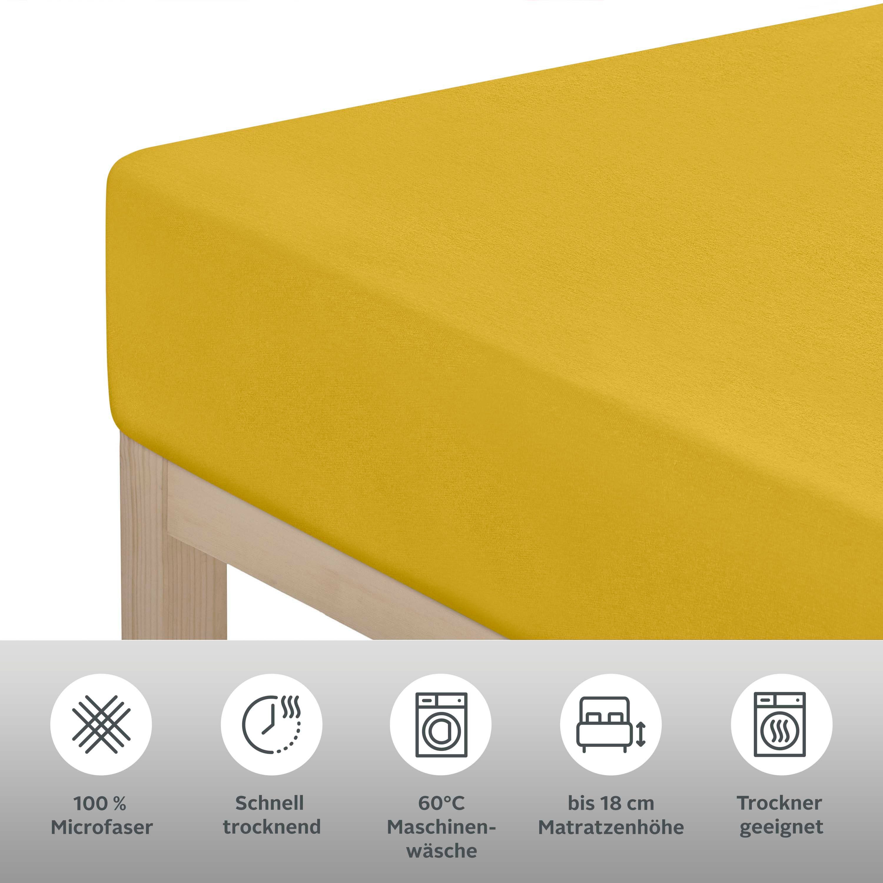 OTTO home Spannbettlaken PAPRIKA, Microfaser-Jersey, Gummizug: rundum, (1 Stück), Bettlaken Laken in zwei Qualitäten: Fleece & Jersey, schnelltrocknend