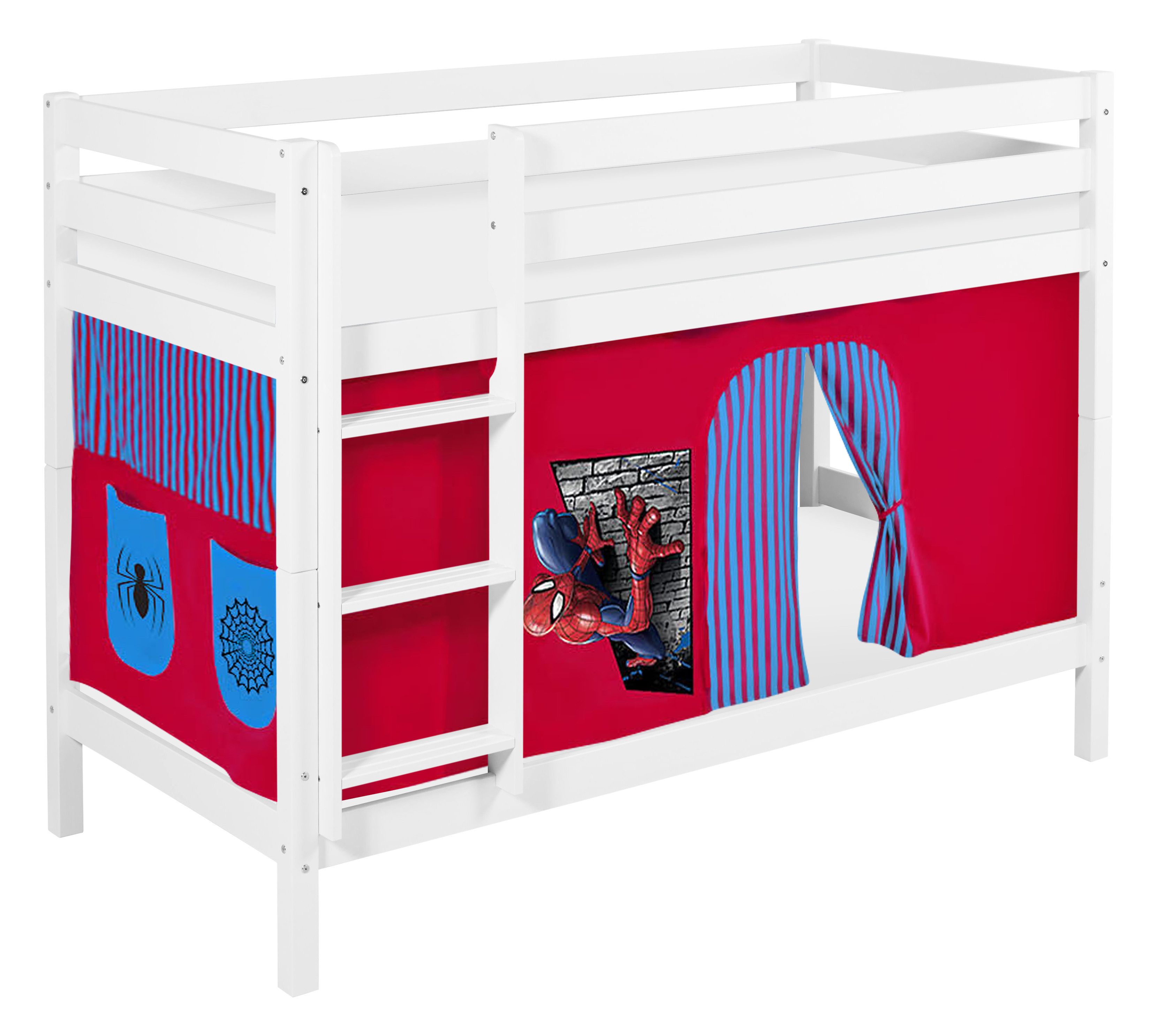Lilokids Etagenbett JELLE Spiderman - Hochbett - weiß - inkl. Vorhang und 2 günstig online kaufen