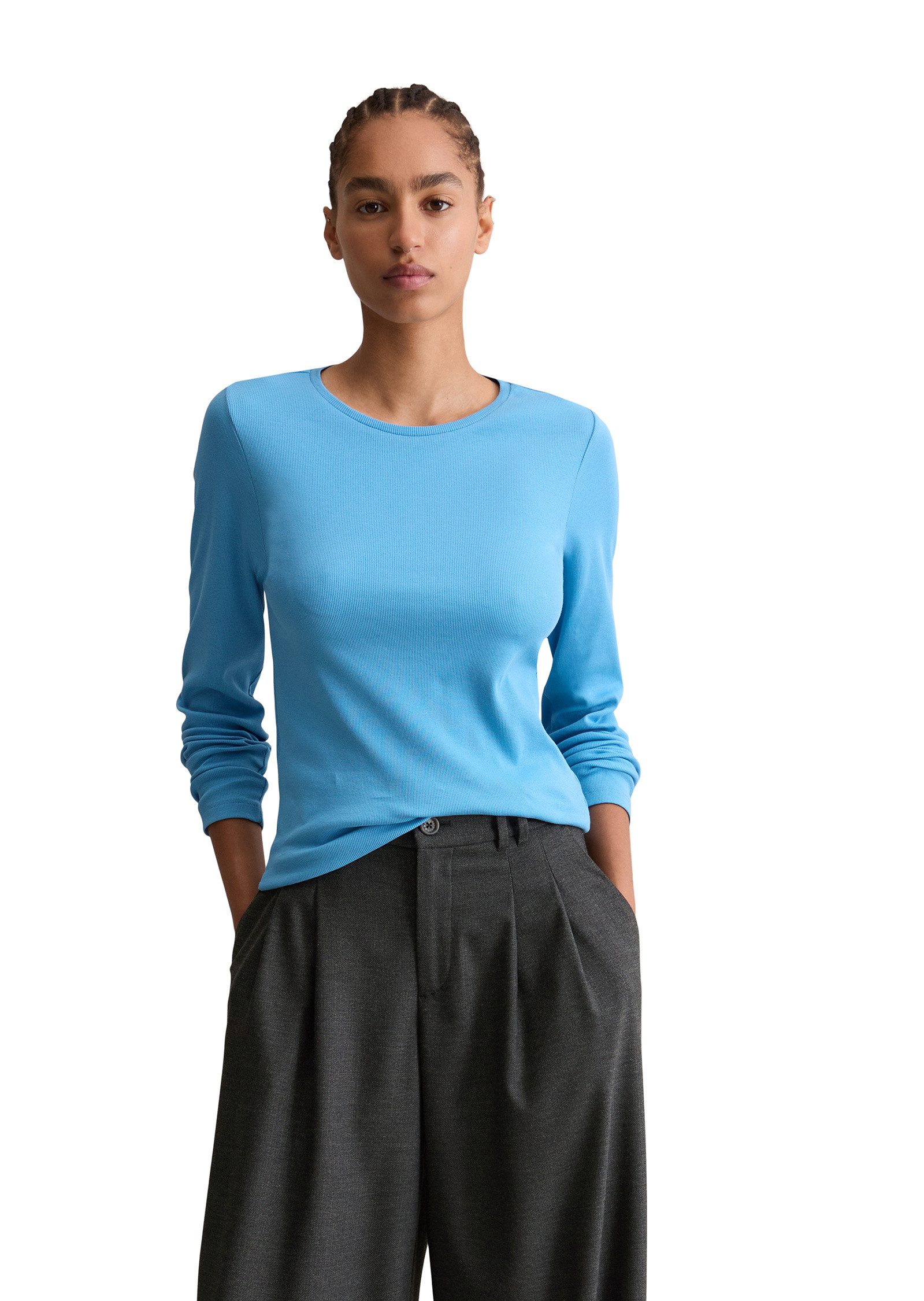 Marc O'Polo DENIM Langarmshirt aus softem Ripp-Jersey günstig online kaufen