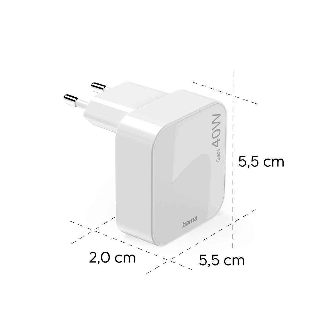 Hama faltbares Mini-Schnellladegerät, 40 Watt, GaN, 2xUSB-C, weiß Schnelllade-Gerät (2xUSB-C, Power Delivery, Fast Charge, GaN-Technologie, Eurostecker) – Bild 5 von 5