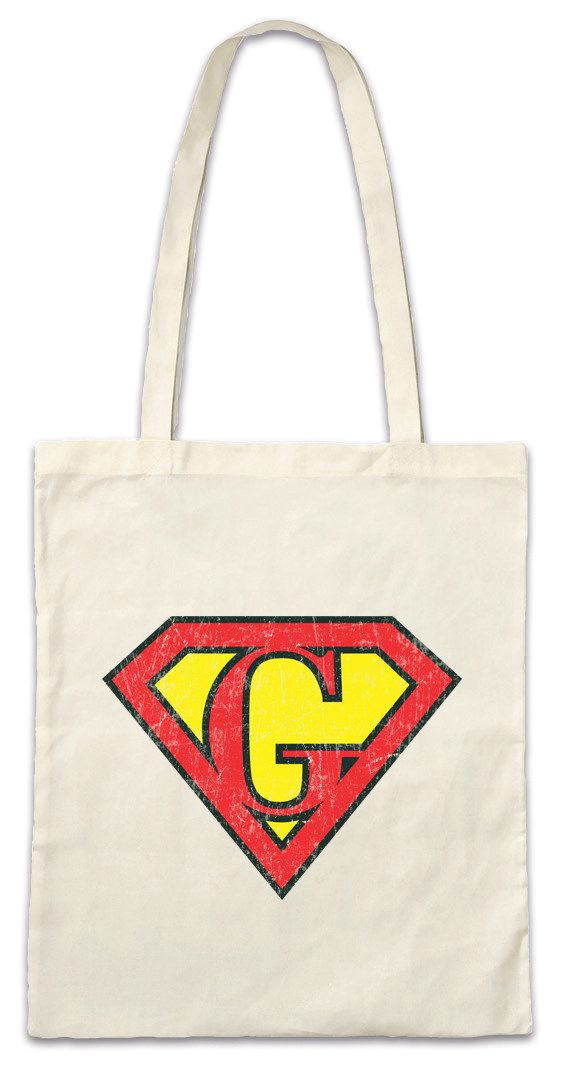 Beuteltasche Super G Stofftasche Buchstabe Initialen Vorname Nachname Man Fasching