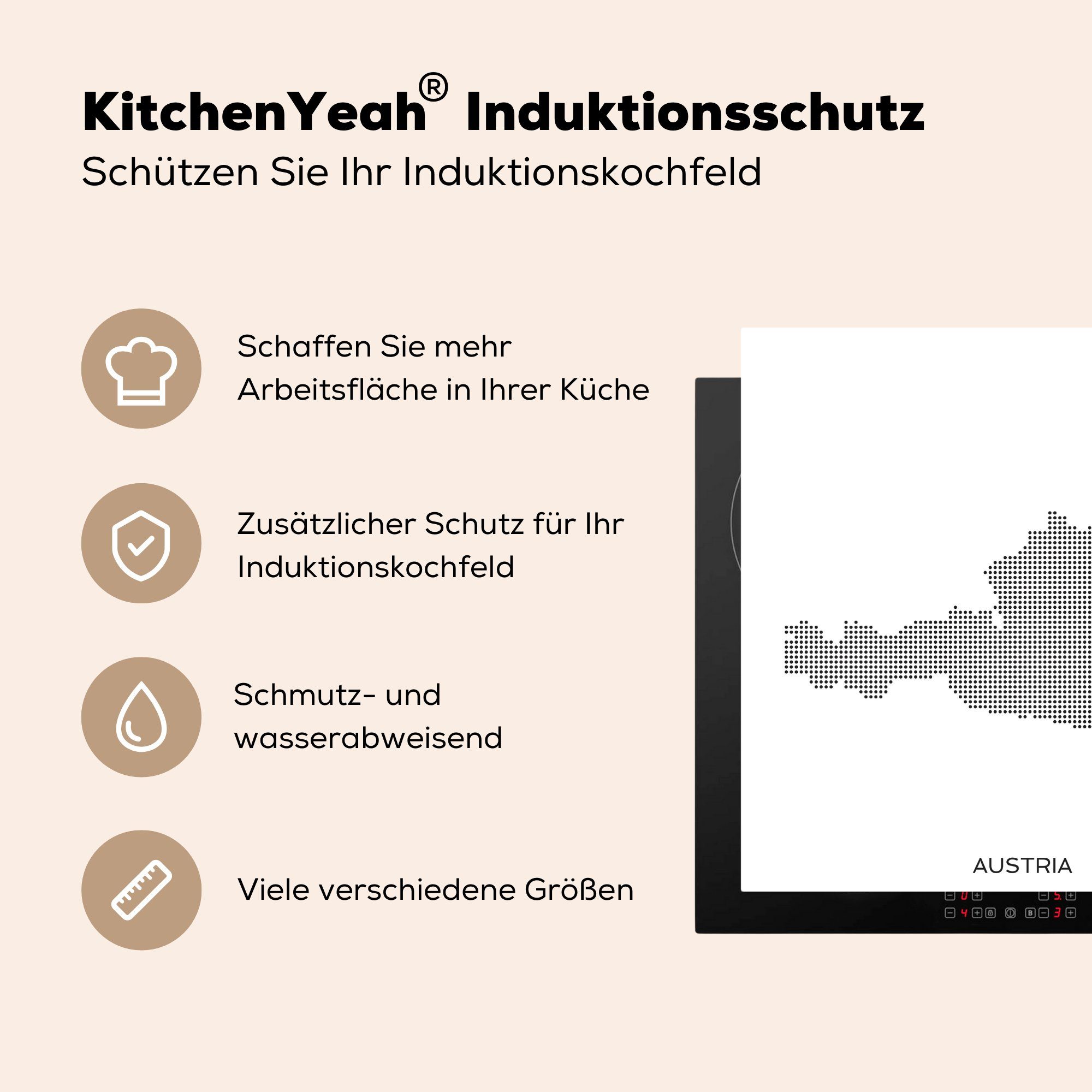 MuchoWow Herdblende-/Abdeckplatte Illustration Punkten, küche für (1 78x78 tlg), Arbeitsplatte von Österreich in cm, Ceranfeldabdeckung, Vinyl