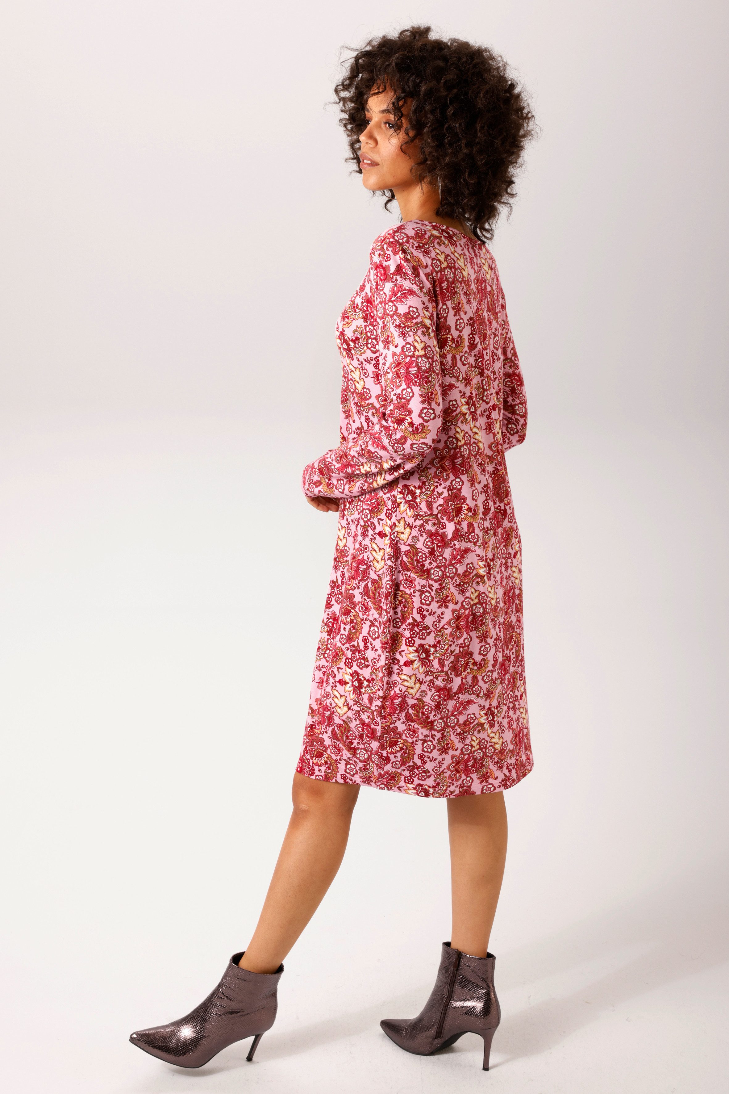 Aniston CASUAL A-Linien-Kleid mit farbenfrohen Blumendruck - jedes Teil ein Unikat - NEUE KOLLEKTION