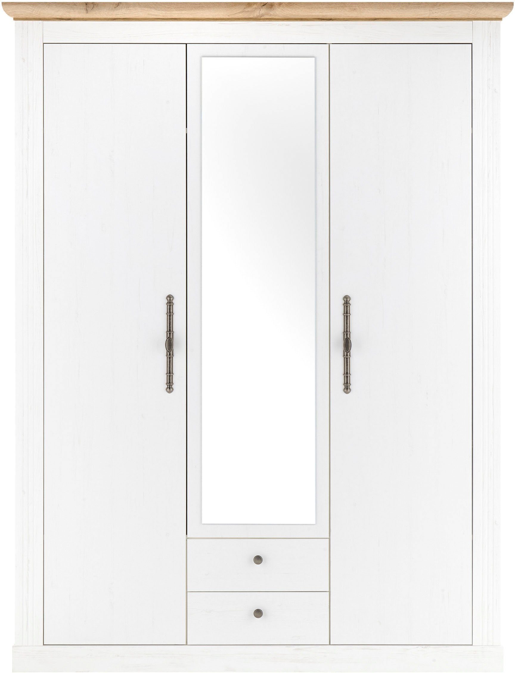 OTTO home Kleiderschrank WESTMINSTER Wäscheschrank in 2 Farben, Landhausschrank Metallgriffe Drehtürenschrank mit Spiegel, Schlafzimmerschrank, 149 cm breit