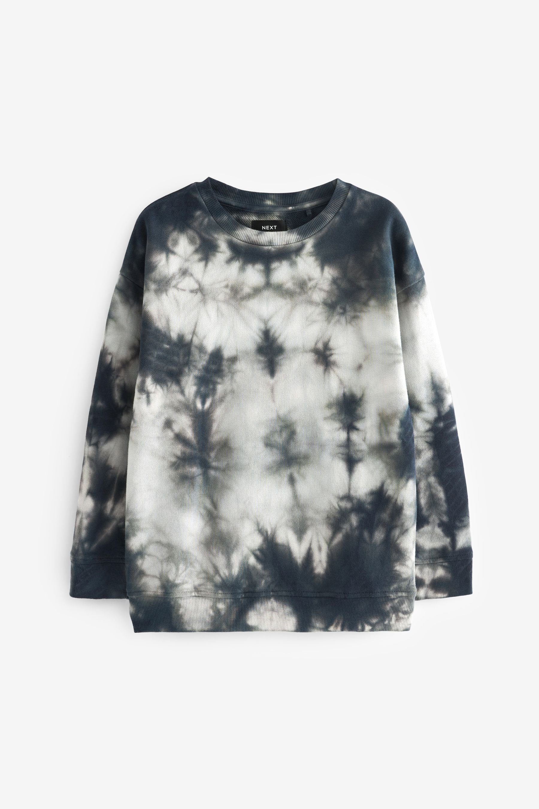 Next Langarmshirt Batik-Sweatshirt mit Rundhalsausschnitt (1-tlg) Black/White