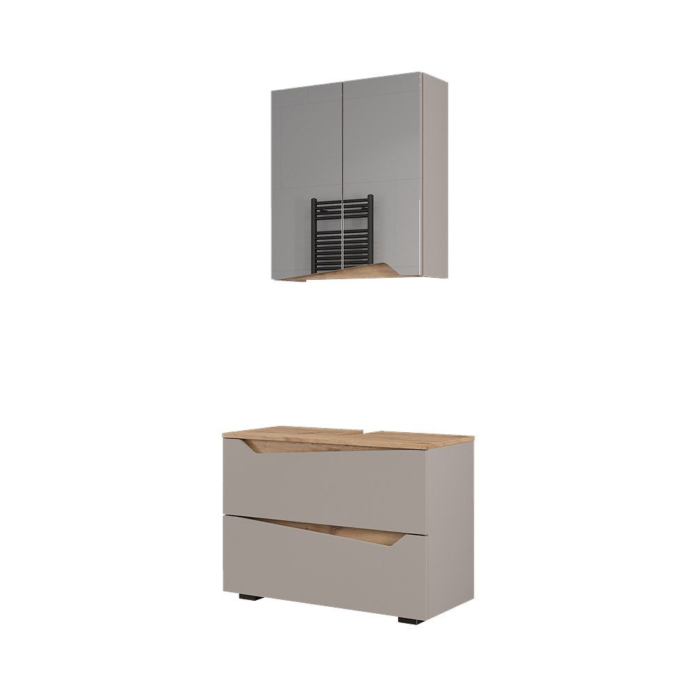 Vicco Badmöbel-Set Marelle, Greige/Artisan, 2 Teile, günstig online kaufen