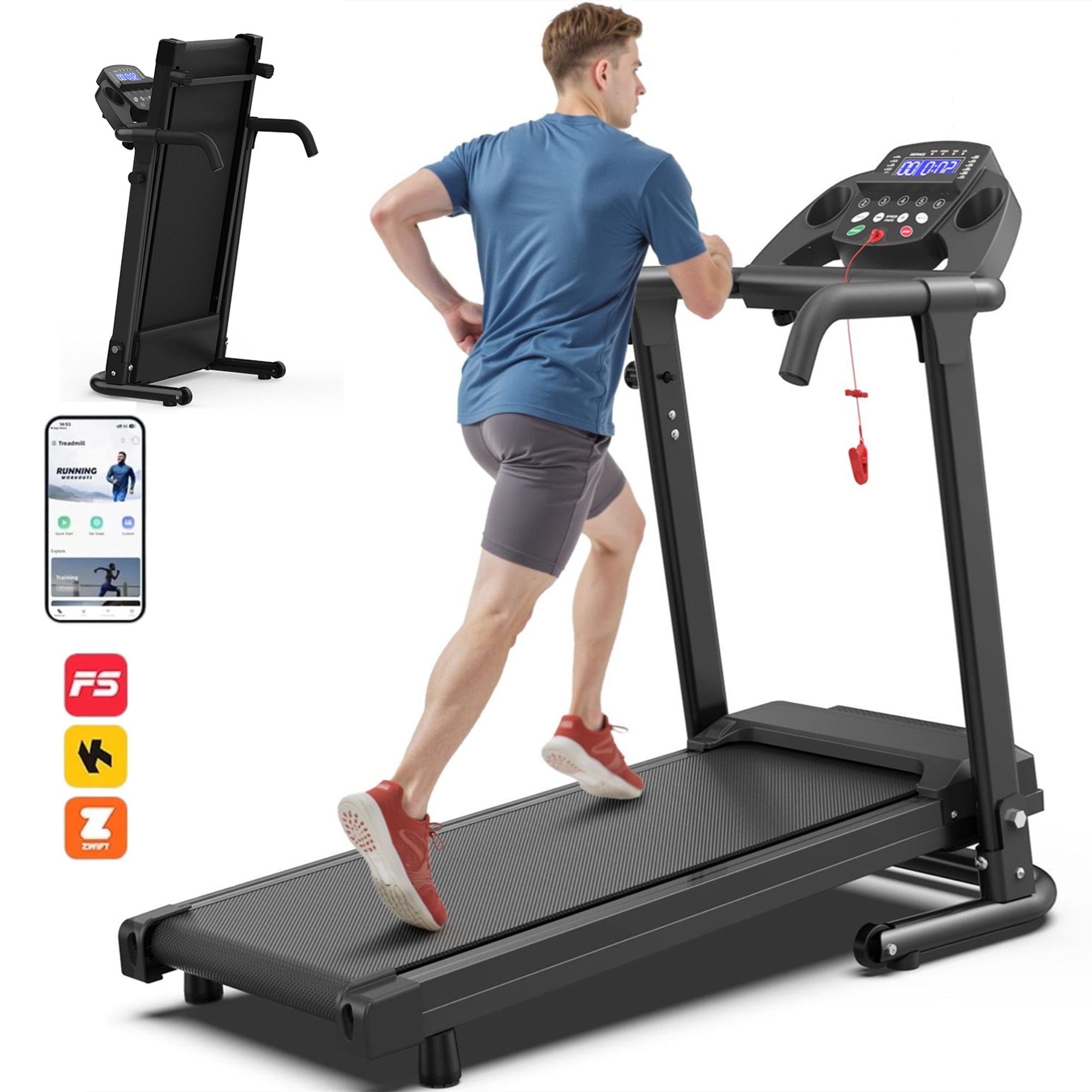 ANYSUN Laufband Heimbüro-Schreibtischlaufbänder, mit geneigten tragbaren Laufbändern (kompakte Desktop-Laufbänder 2-in-1-Laufbänder), zum Gehen, Laufen und Joggen, mit einer Gewichtskapazität von 120KG