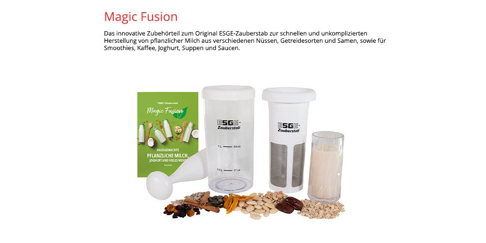 ESGE-Zauberstab Küchenmaschinen Zubehör-Set Magic Fusion 7500, Zubehör für alle ESGE-Zauberstäbe, Geeignet für Früchte, Gemüse, Shakes, Smoothies und Suppen